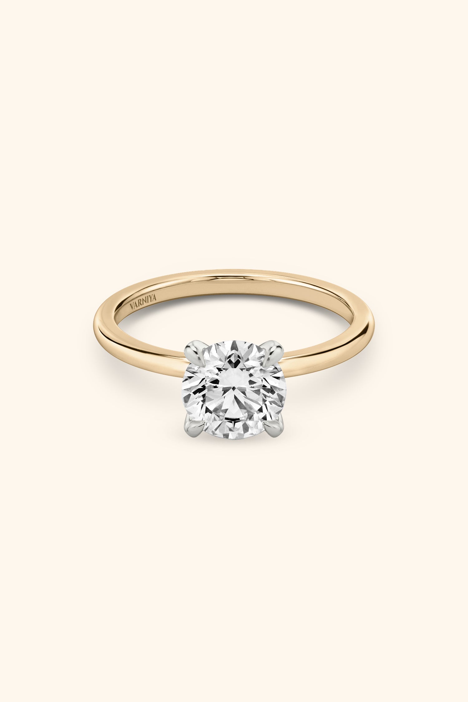 Dual Tone Glance Ring with Round Brilliant Solitaire.