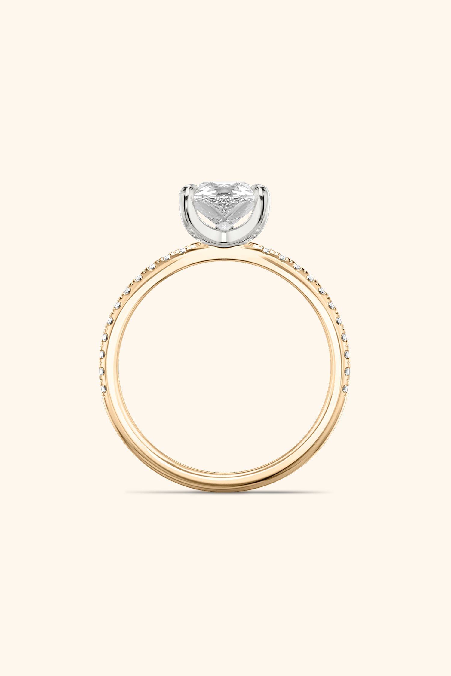 Dual Tone Glance Pavé Ring with 3 Carat Pear Solitaire