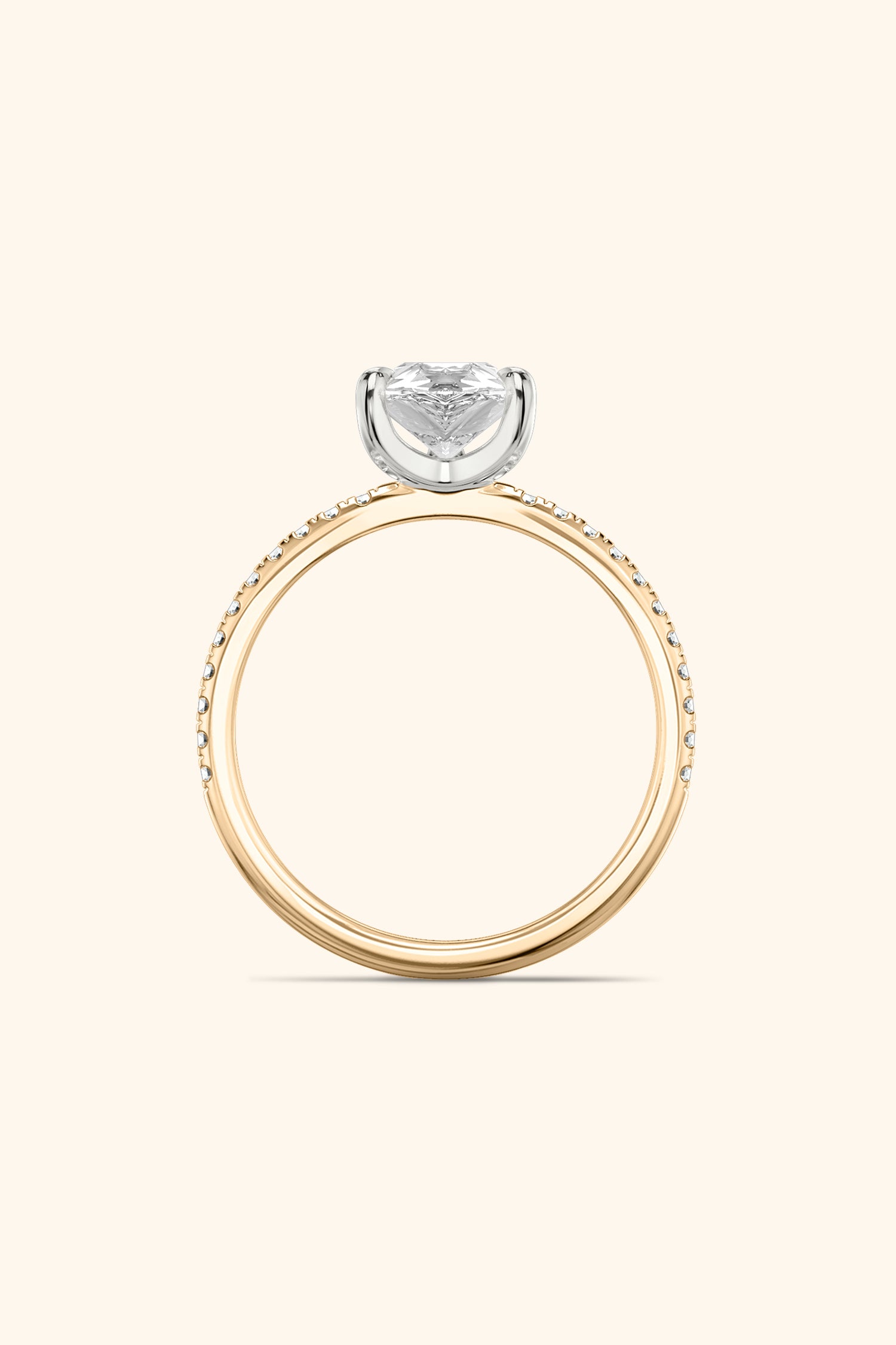 Dual Tone Glance Pavé Ring with 2 Carat Pear Solitaire
