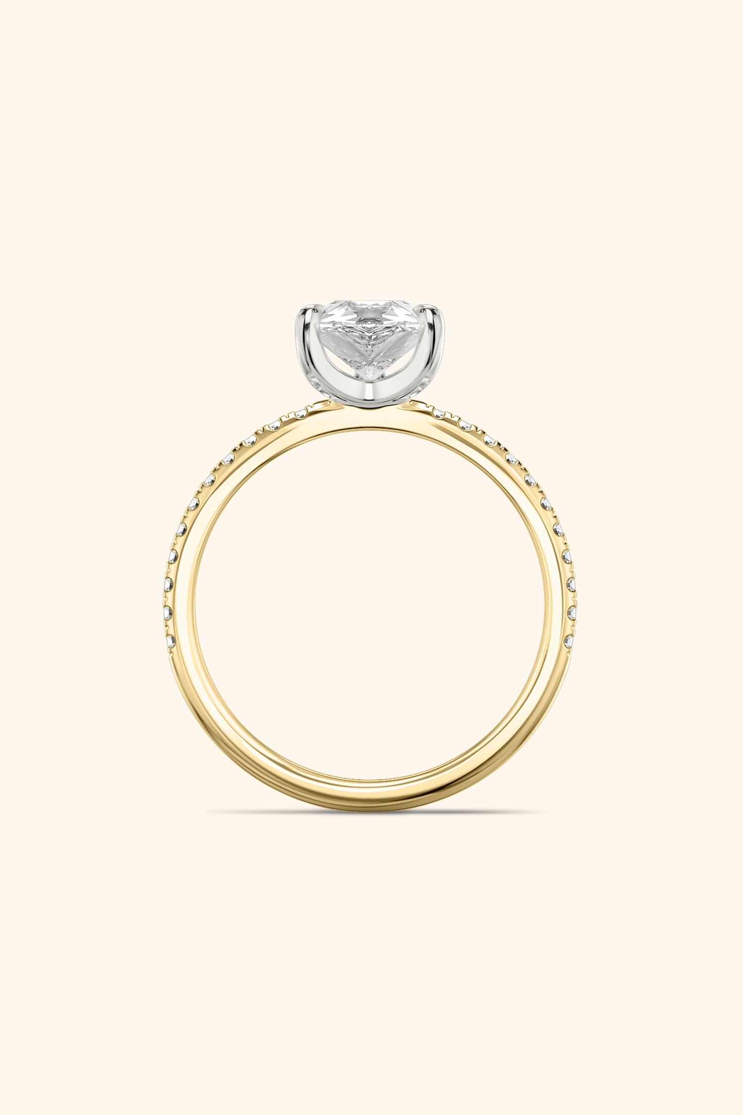 Dual Tone Glance Pavé Ring with 3 Carat Pear Solitaire