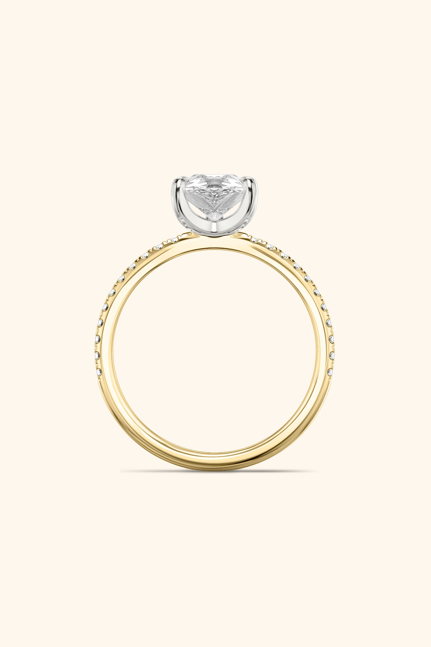Dual Tone Glance Pavé Ring with 2 Carat Pear Solitaire