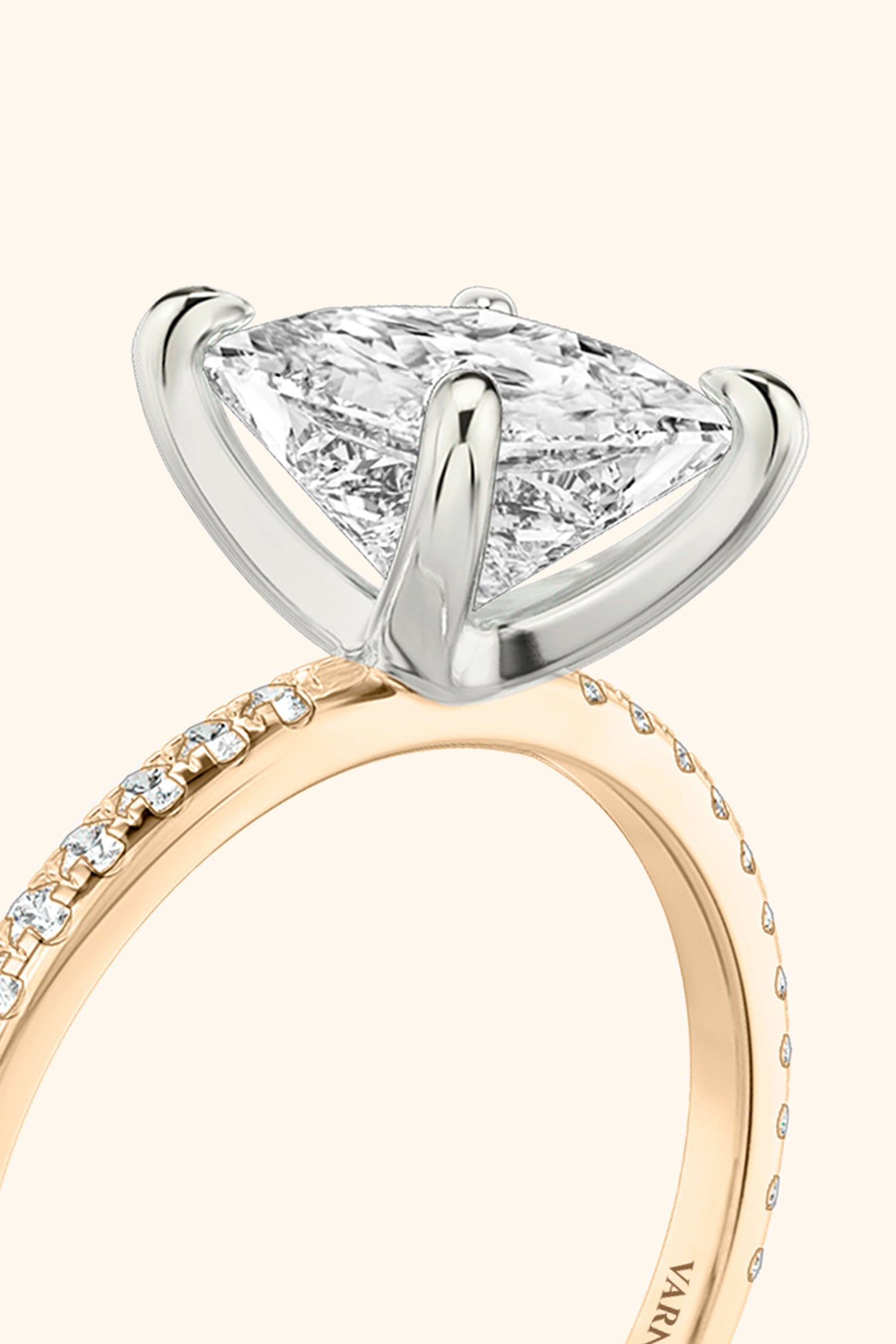 Dual Tone Glance Pavé Ring with 4 Carat Princess Solitaire Value