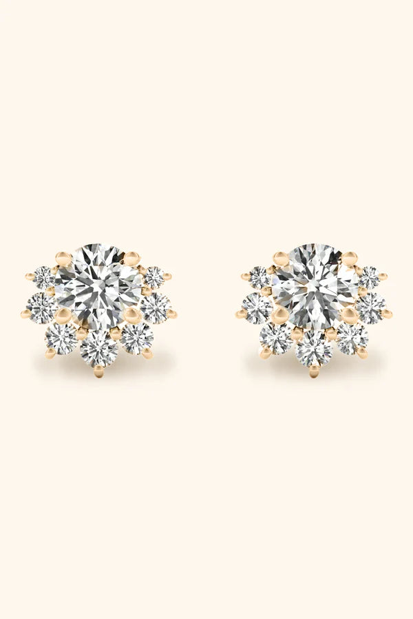 0.30Ct Floral Halo Diamond Studs