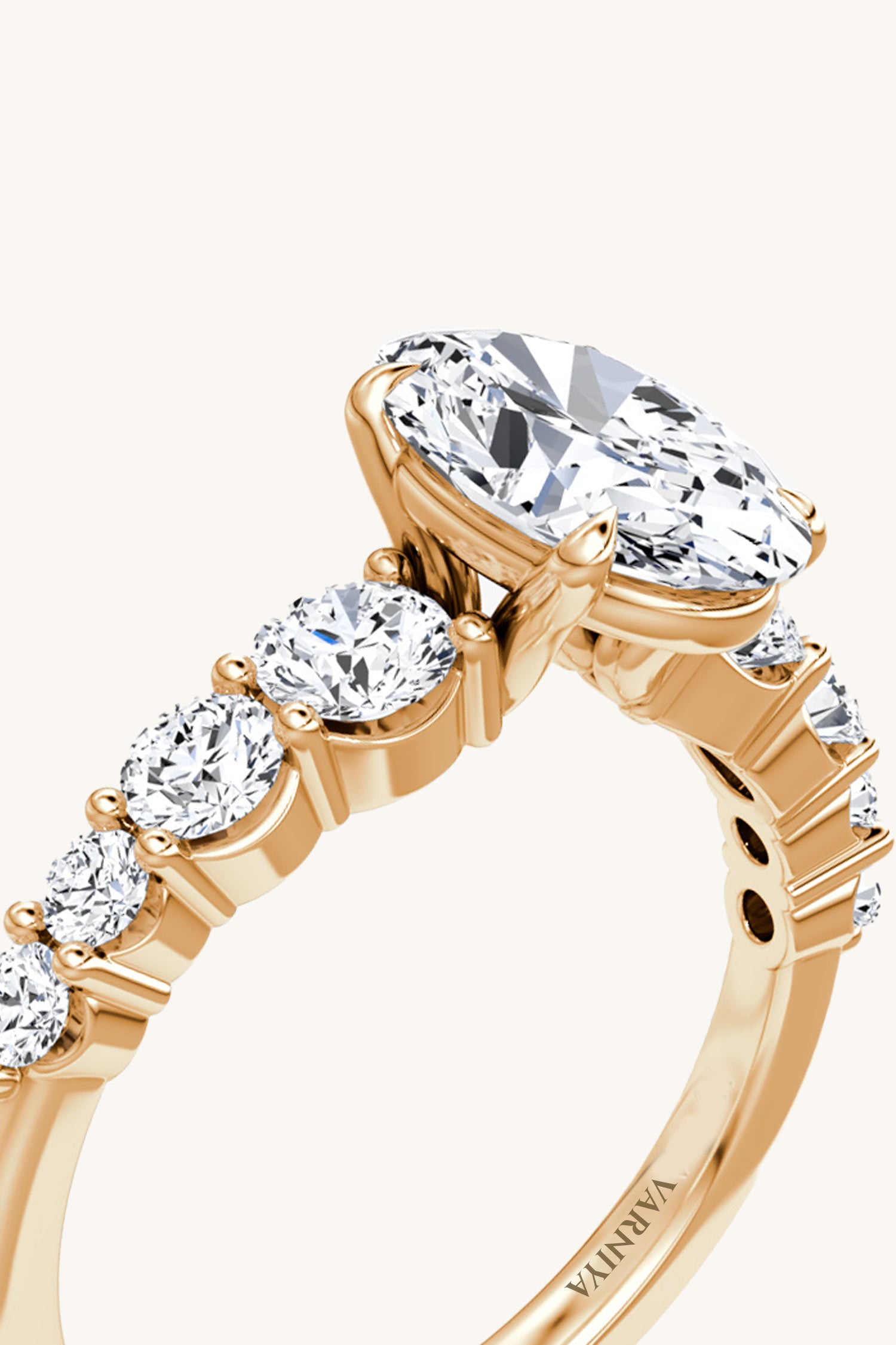 Cielo Oval Solitaire Pavé Ring