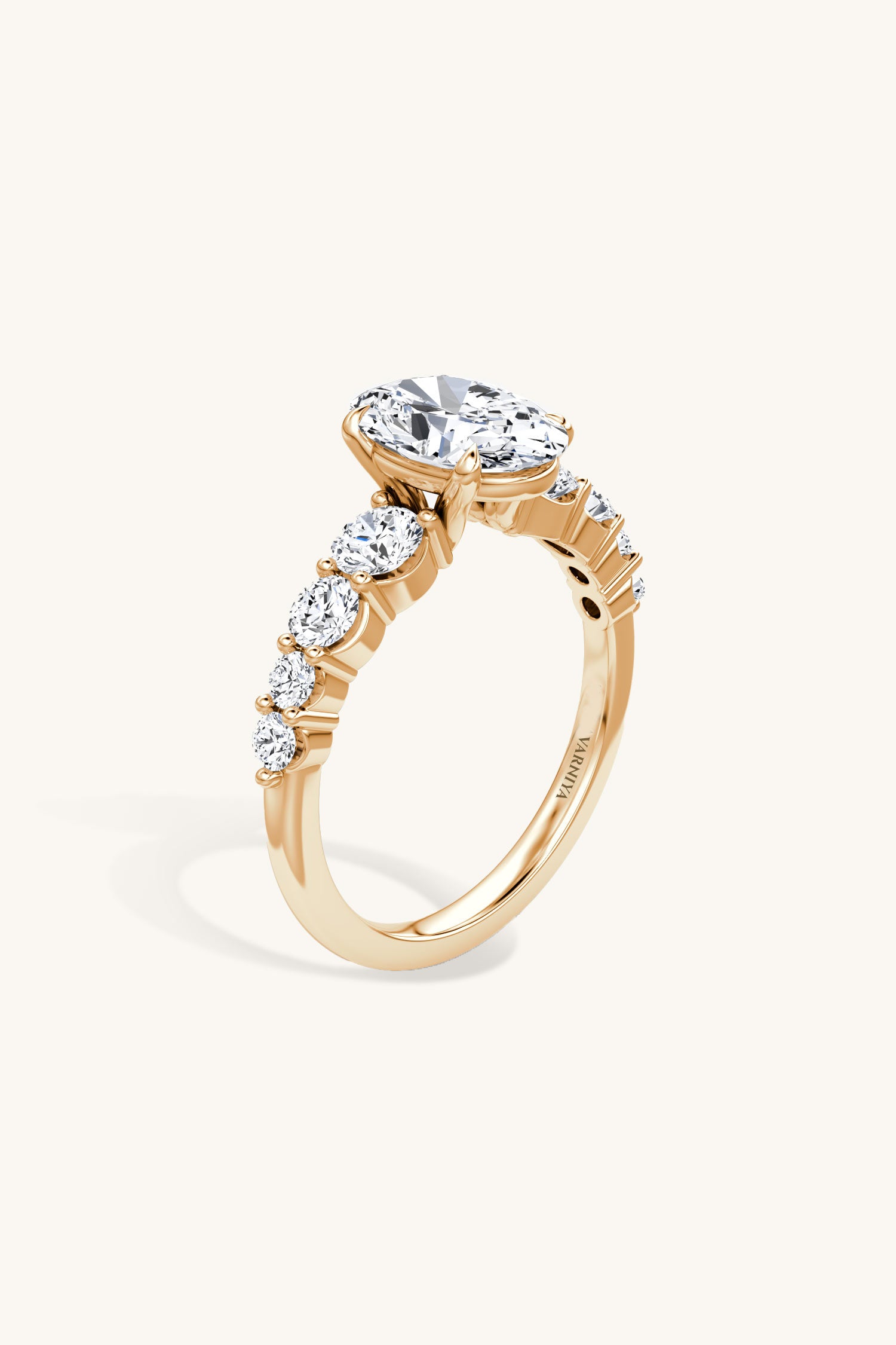 Cielo Oval Solitaire Pavé Ring