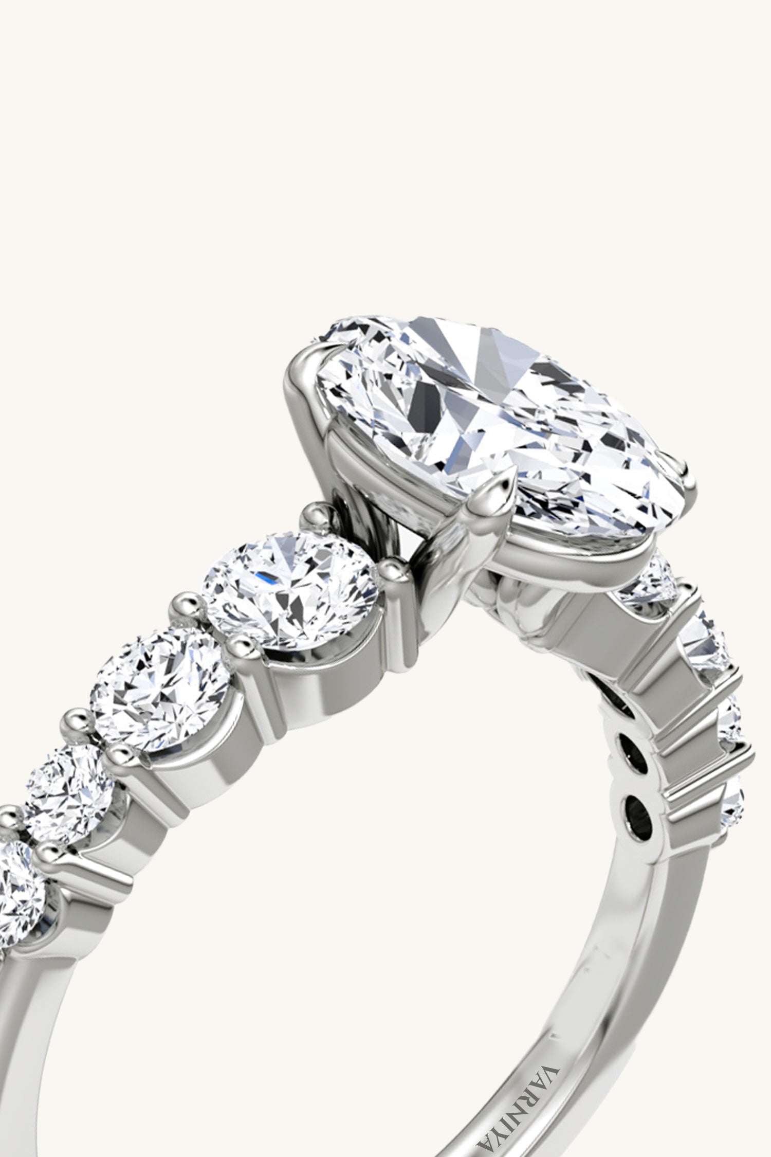 Cielo Oval Solitaire Pavé Ring