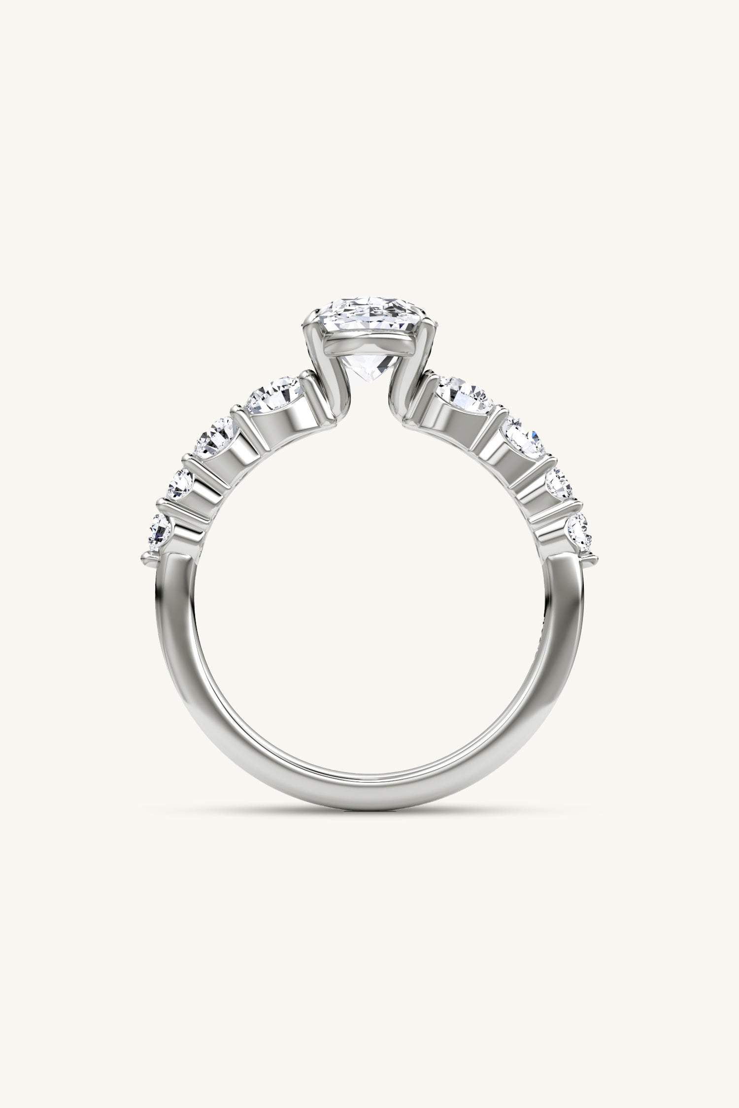 Cielo Oval Solitaire Pavé Ring