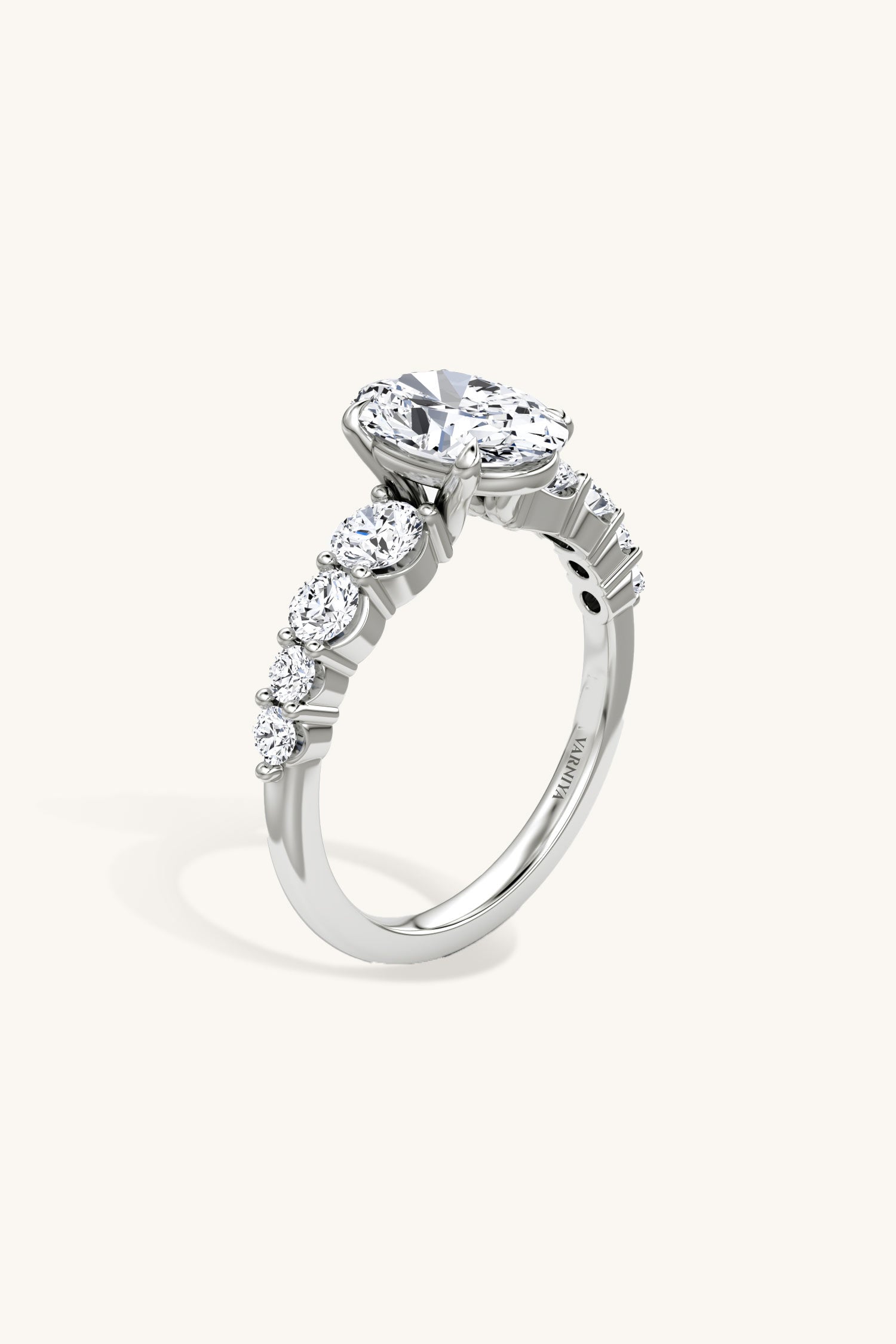 Cielo Oval Solitaire Pavé Ring