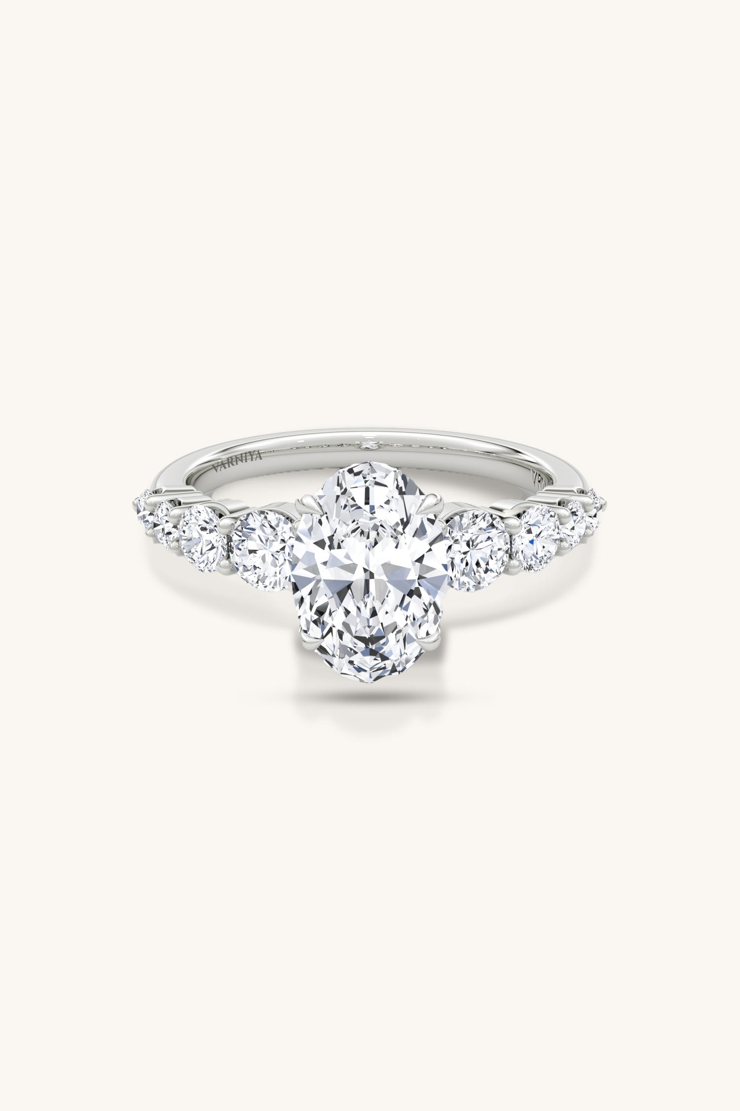 Cielo Oval Solitaire Pavé Ring