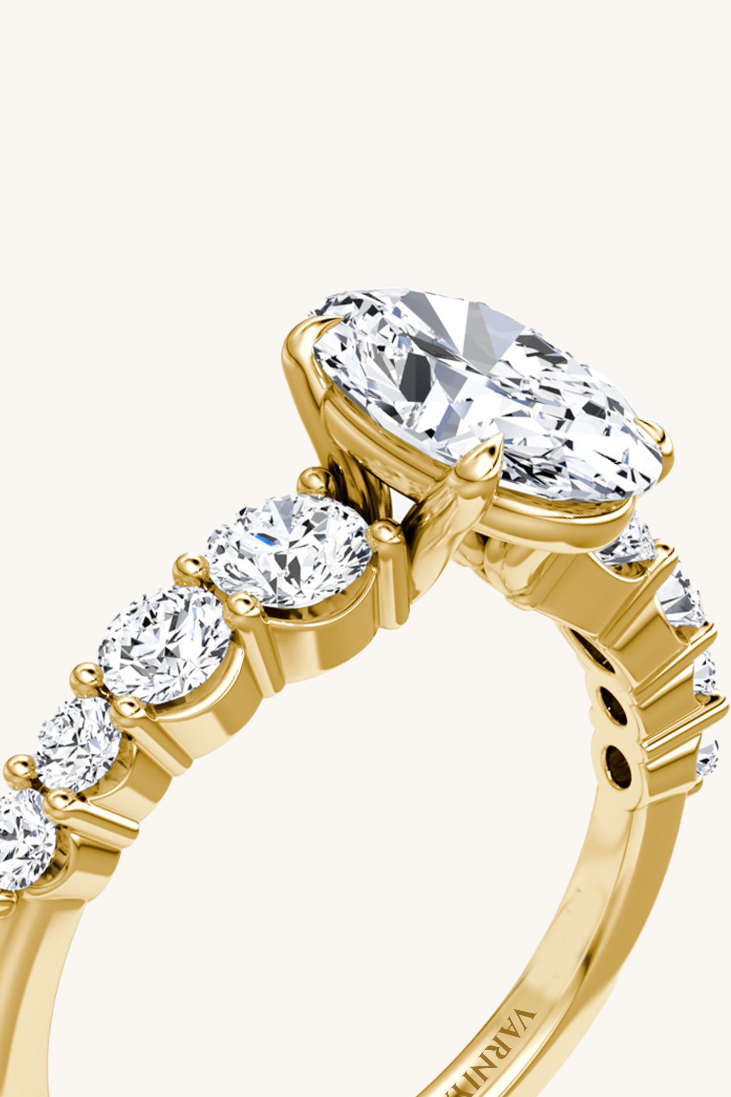 Cielo Oval Solitaire Pavé Ring