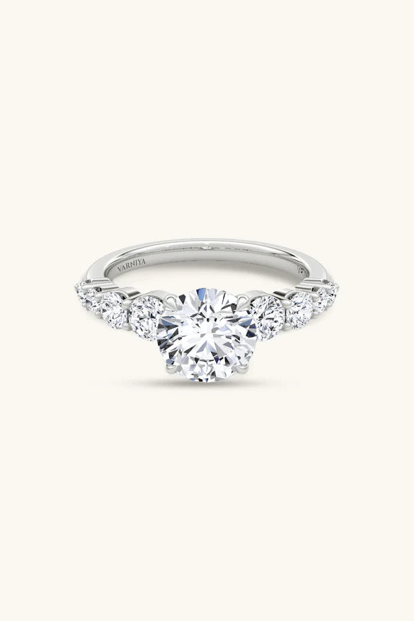 1.05Ct Cielo Pavé Ring with Round Brilliant Solitaire in Ring Size 10