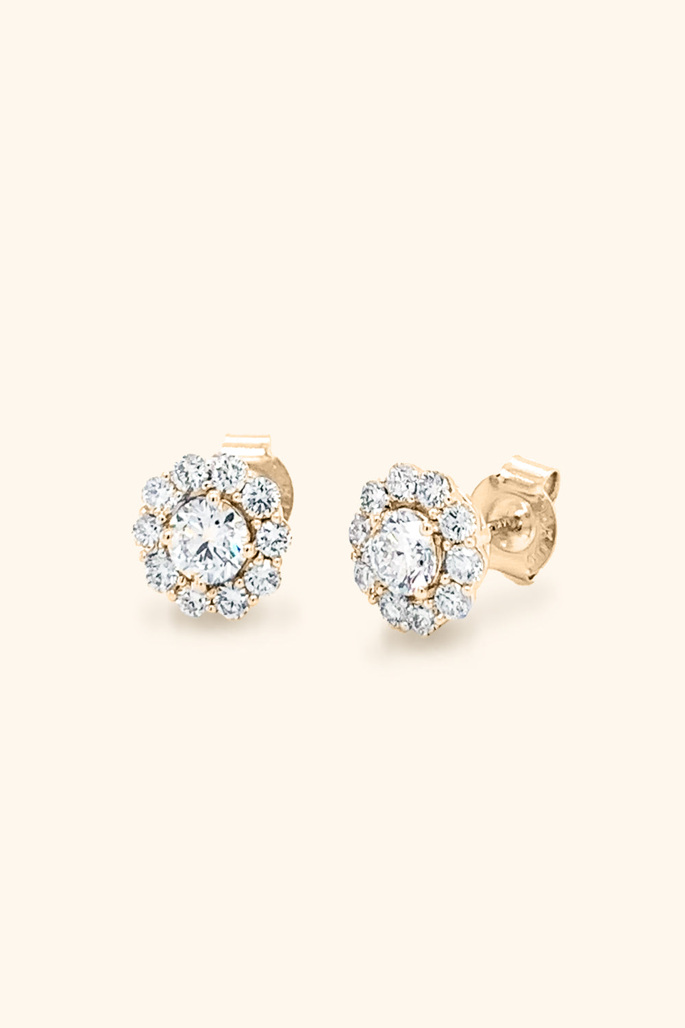 Snowflake Halo Round Solitaire Studs