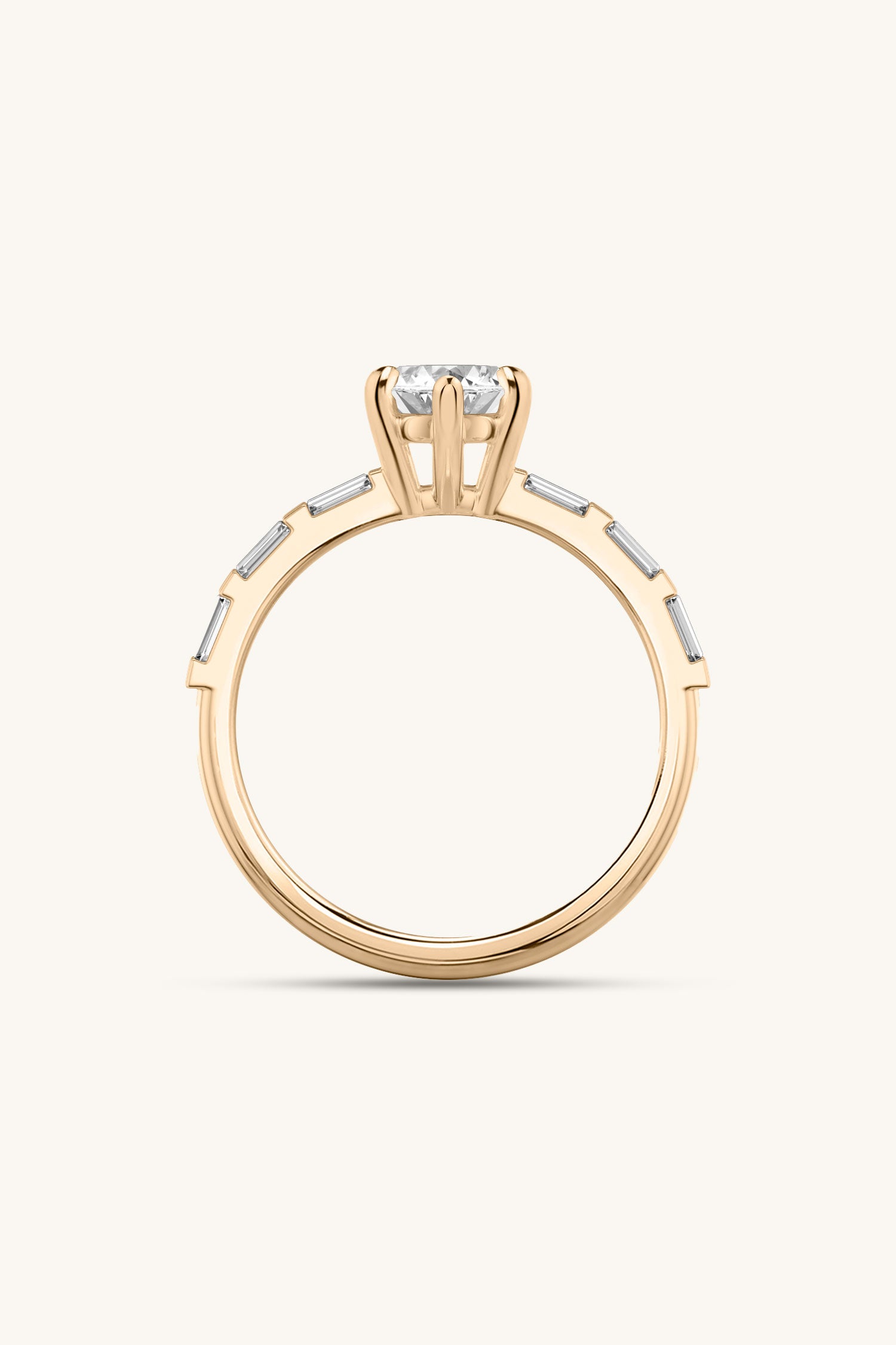 Bicephal Marquise Solitaire French Pavé Ring