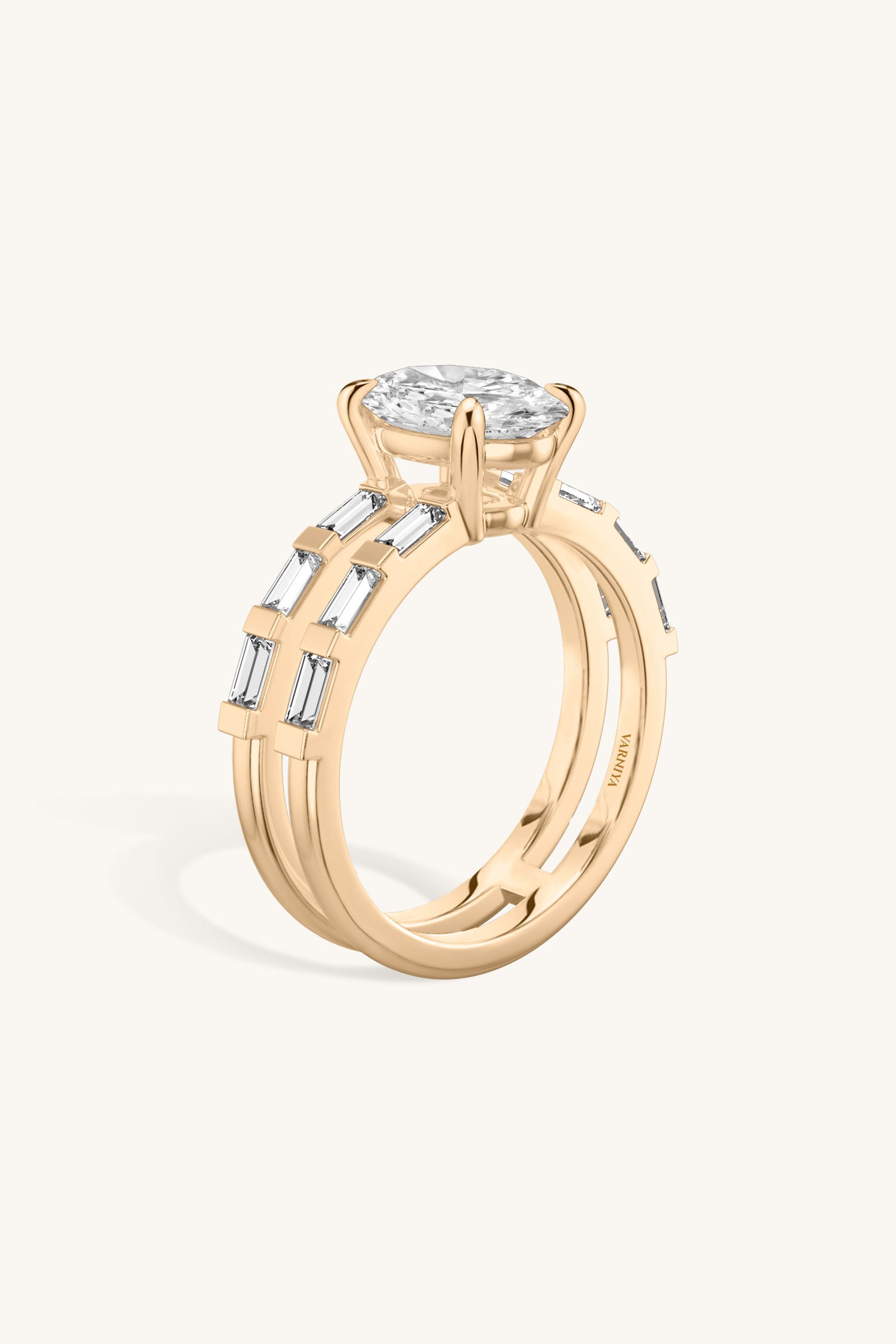 Bicephal Oval Solitaire French Pavé Best Ring