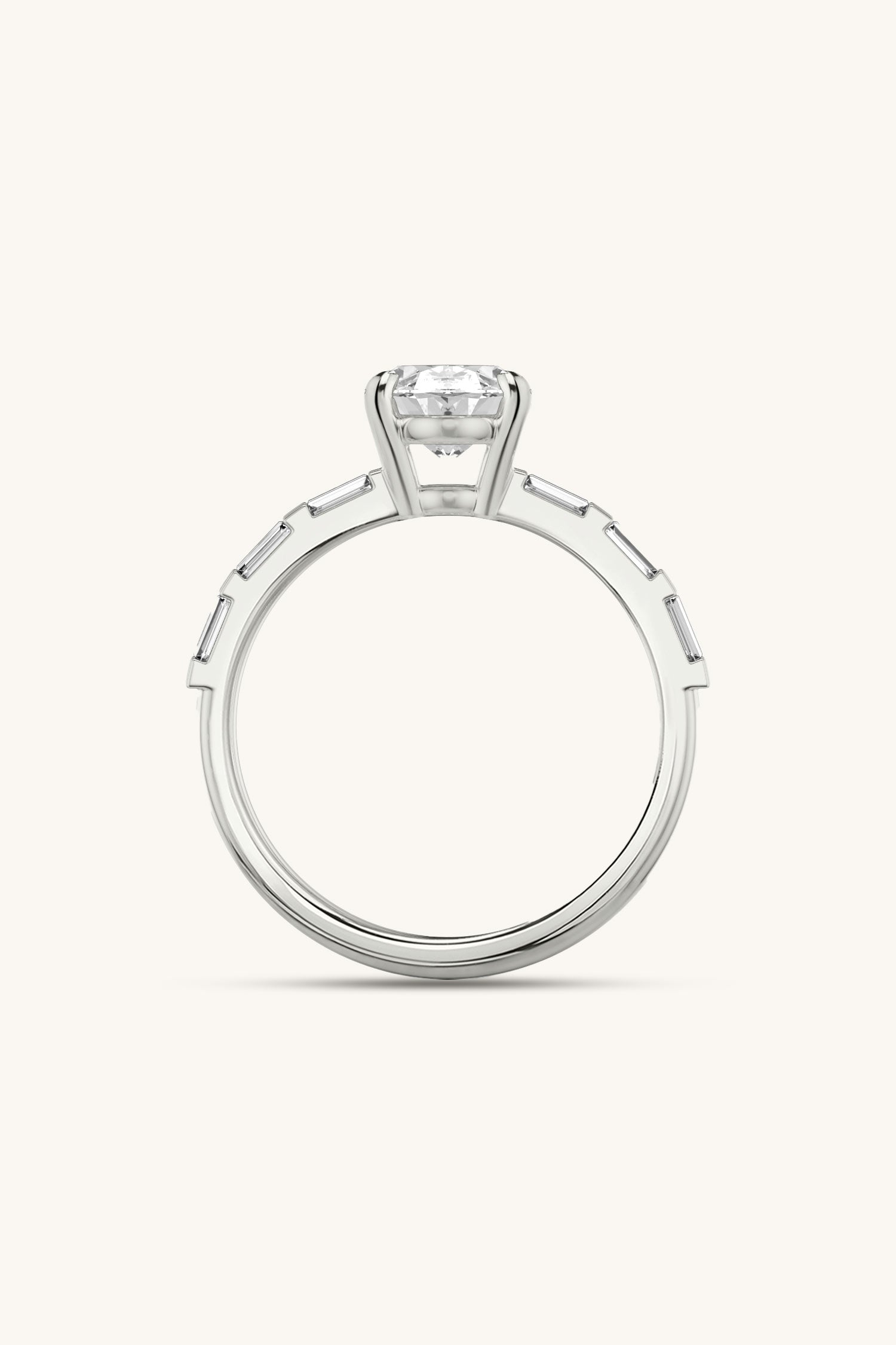 Bicephal Oval Solitaire French Pavé Ring