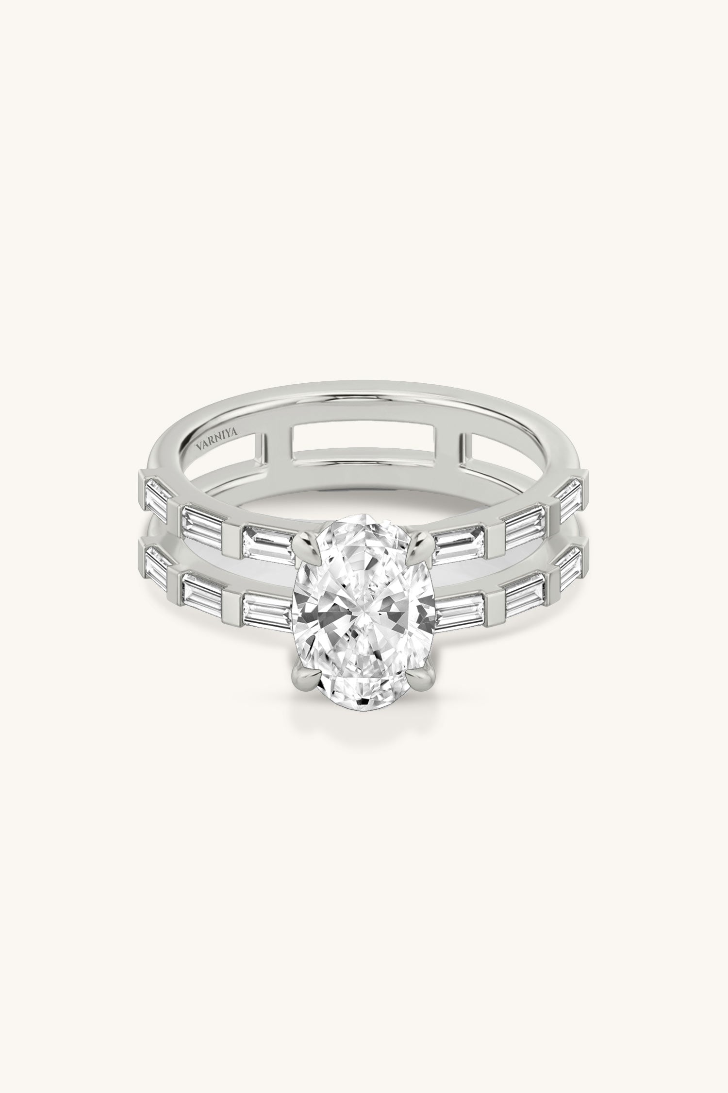 Bicephal Oval Solitaire French Pavé Best Ring