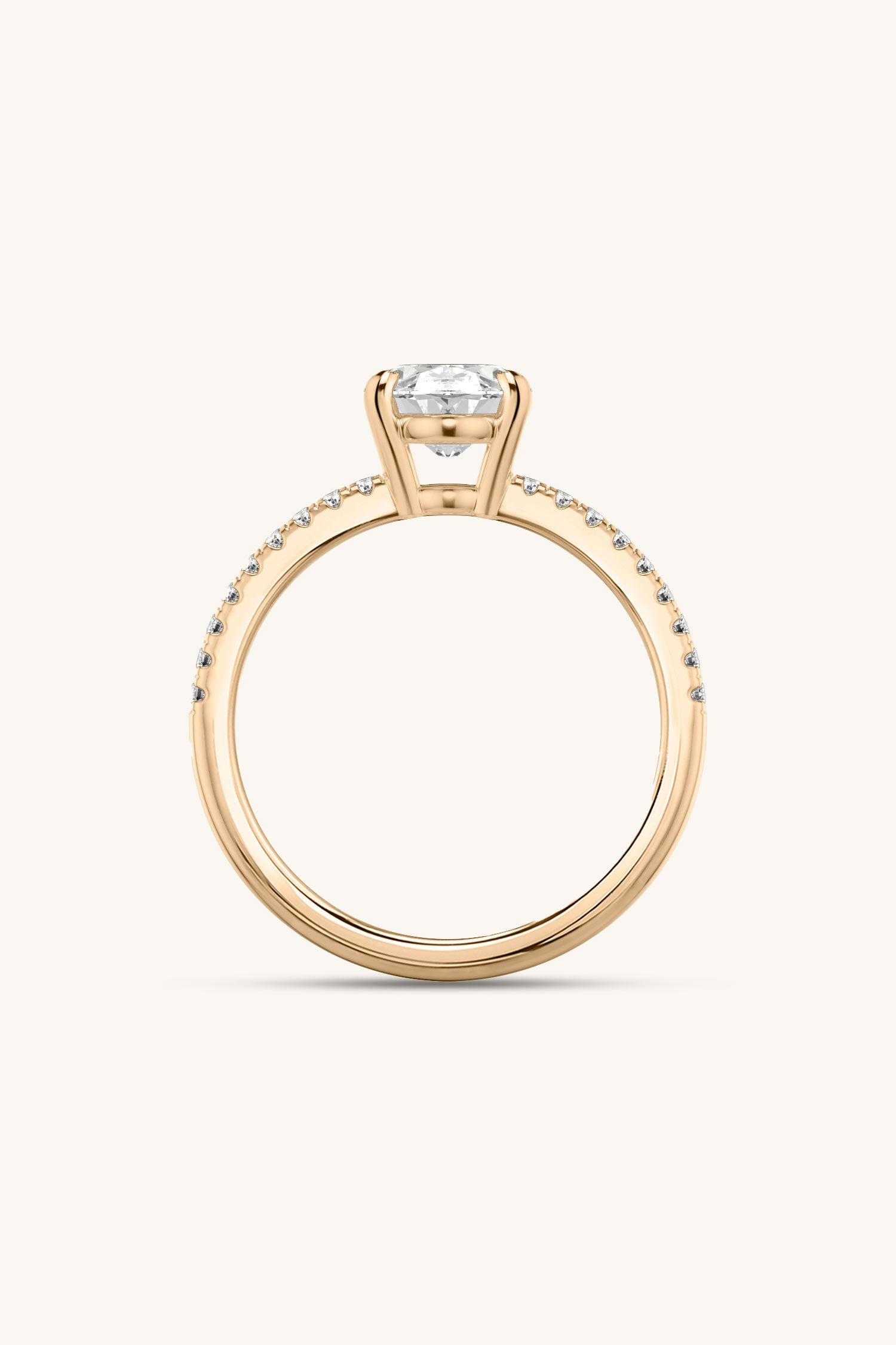 Bicephal Oval Solitaire Pavé Ring