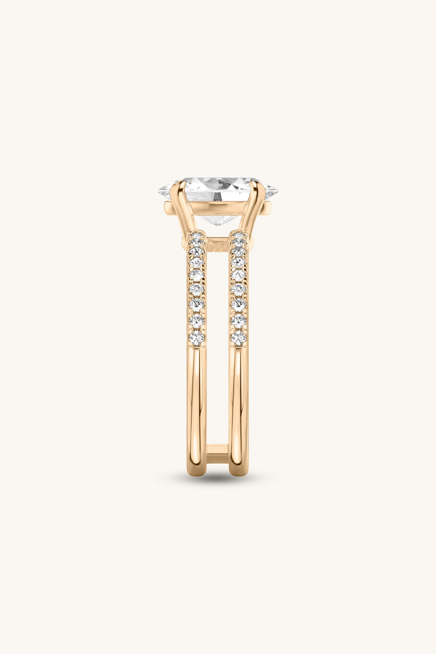 Bicephal Oval Solitaire Pavé Ring