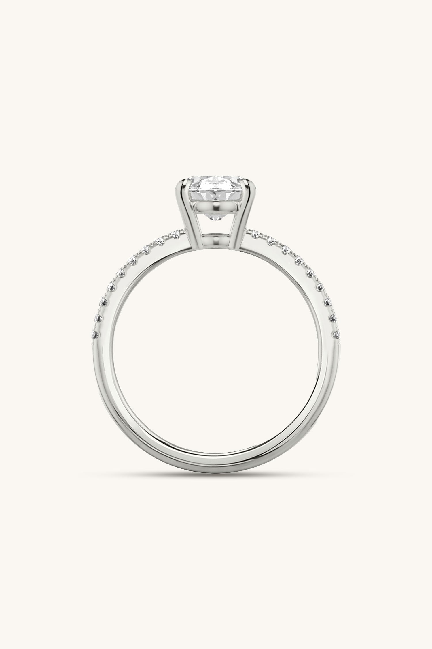 Bicephal Oval Solitaire Pavé Ring