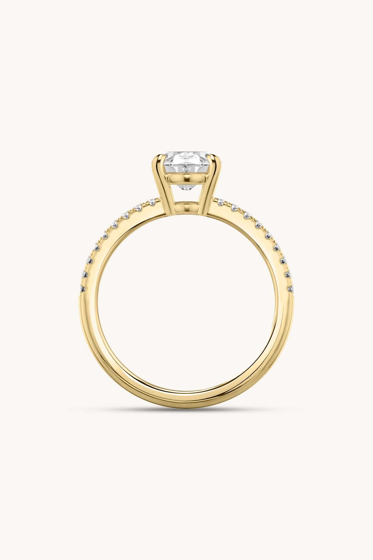 Bicephal Oval Solitaire Pavé Ring