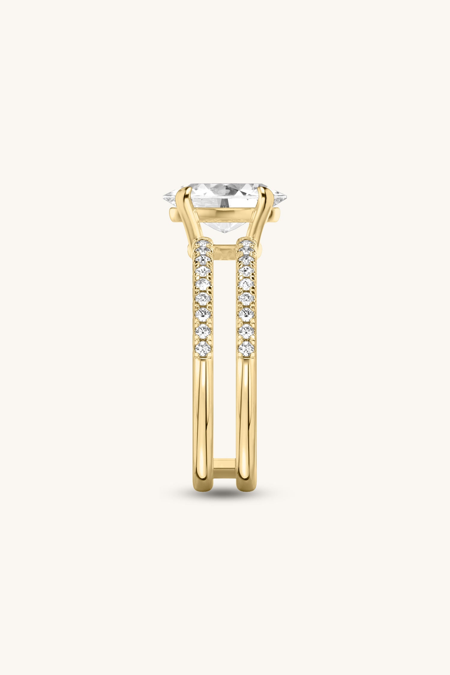 Bicephal Oval Solitaire Pavé Ring