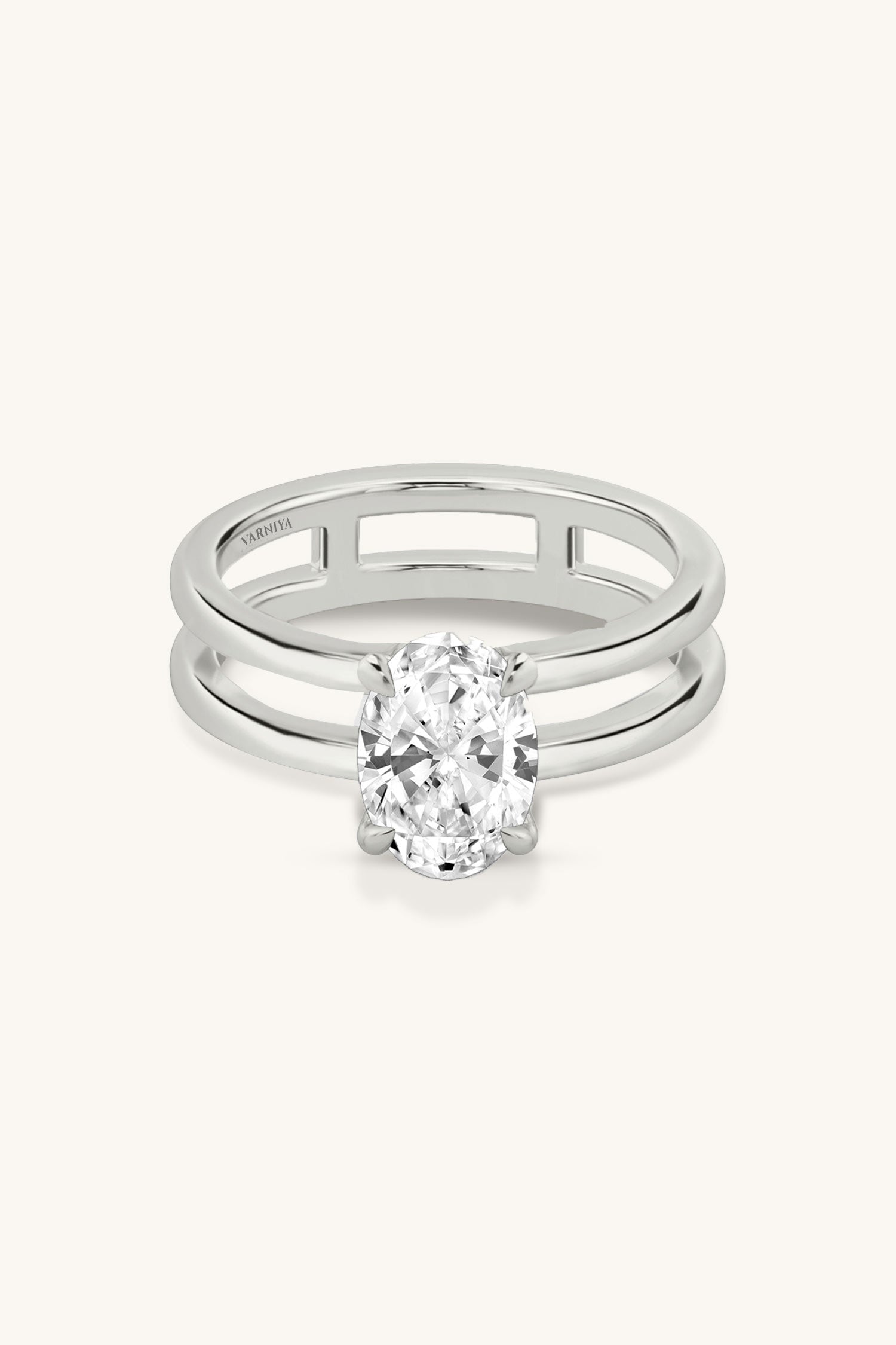 Bicephal Oval Solitaire Ring