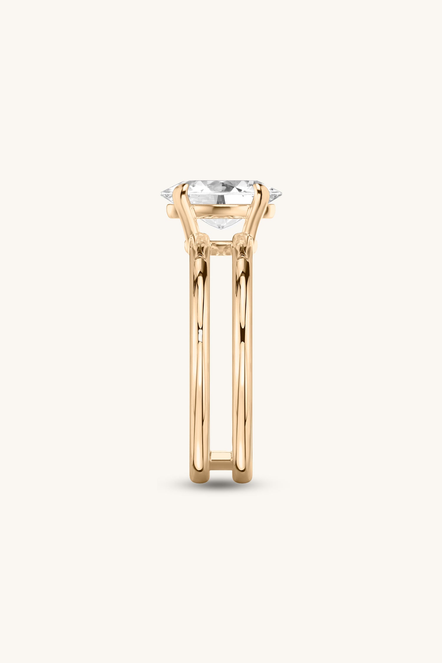 Bicephal Oval Solitaire Ring