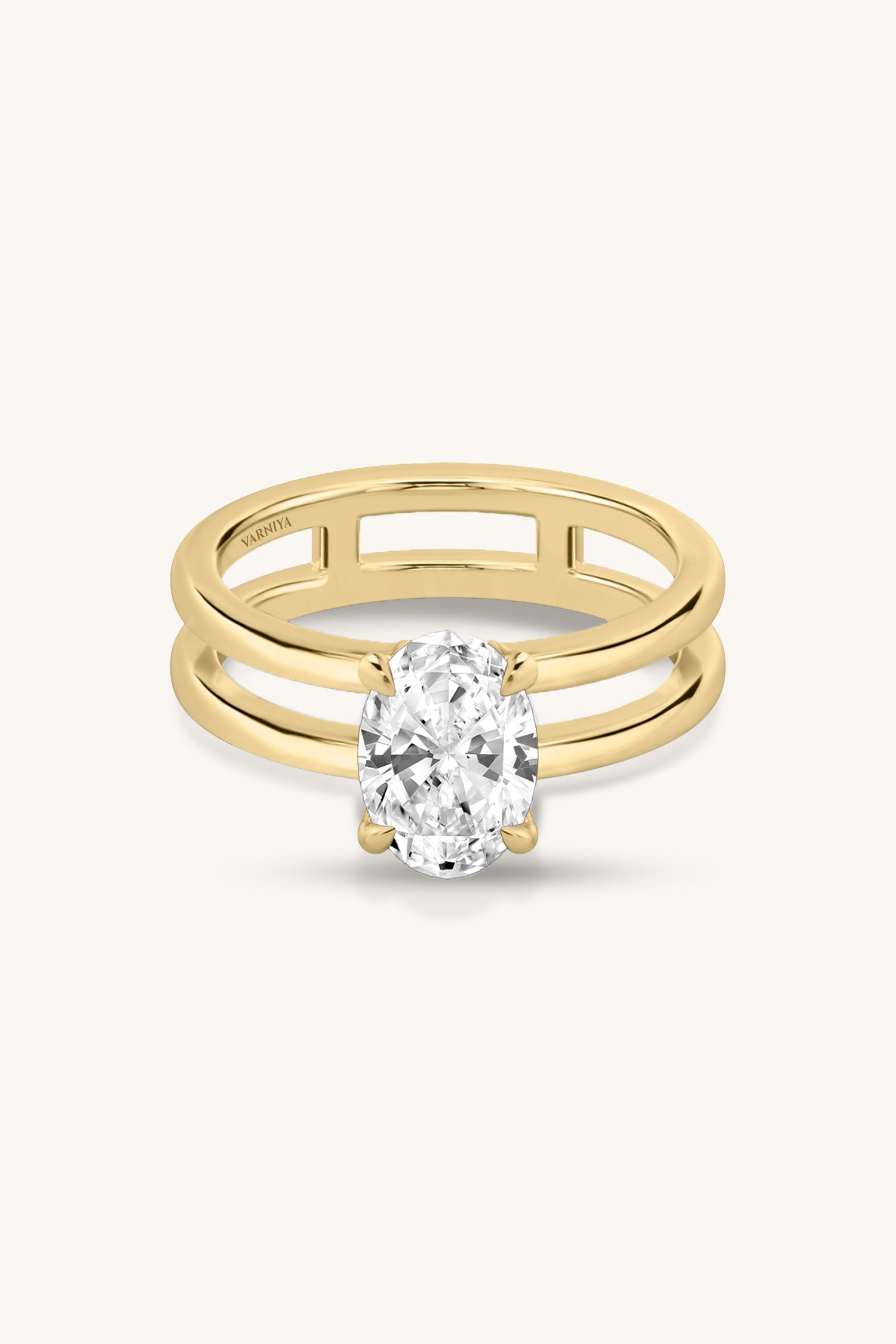 Bicephal Oval Solitaire Ring