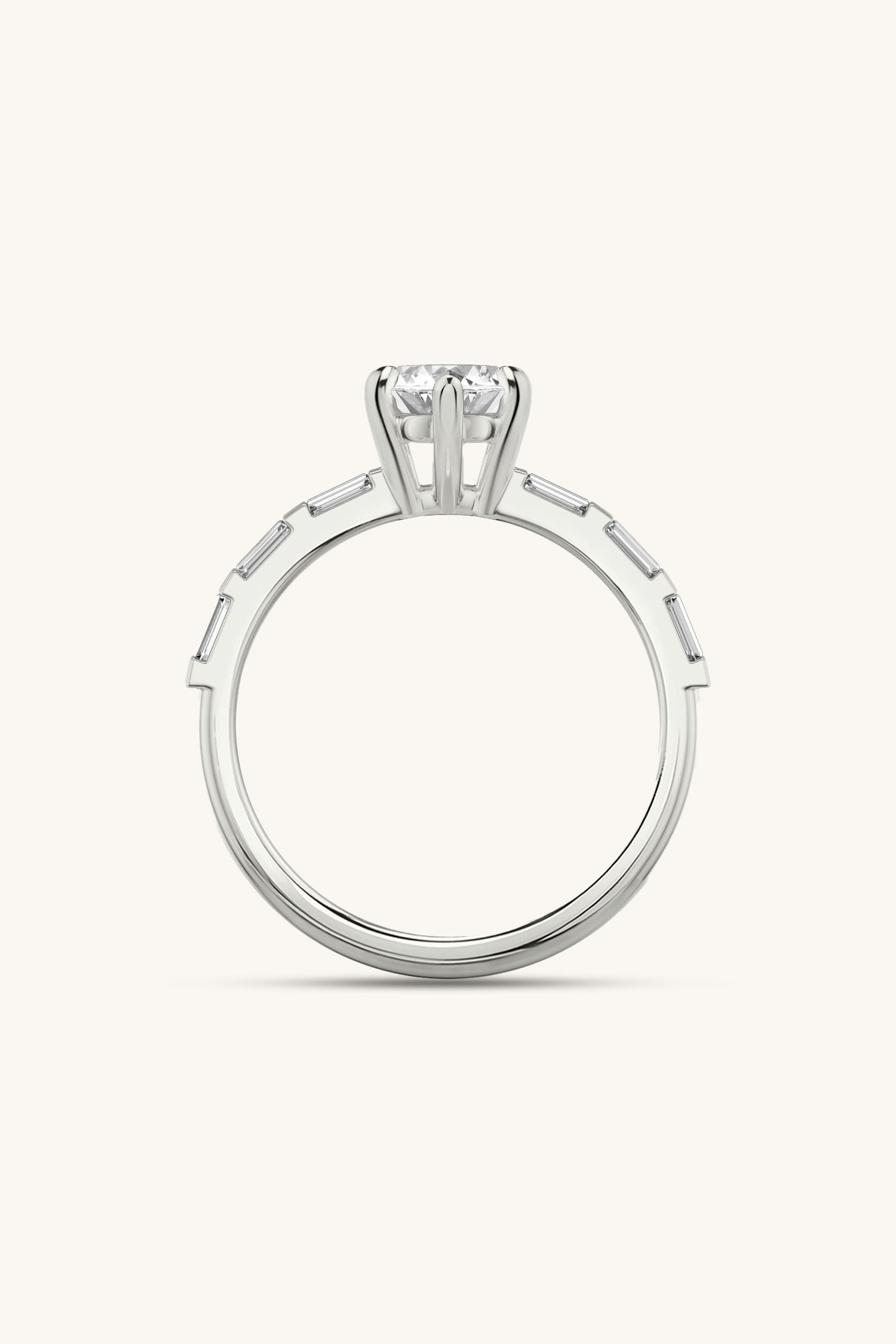 Bicephal Marquise Solitaire French Pavé Ring