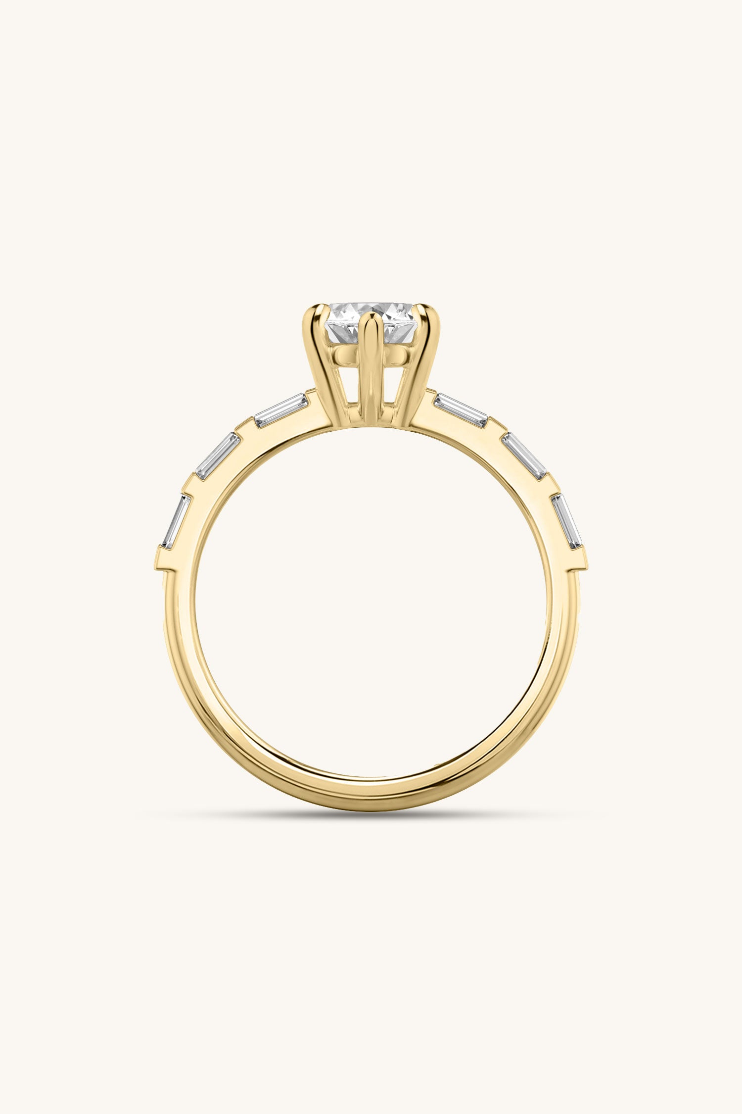 Bicephal Marquise Solitaire French Pavé Ring