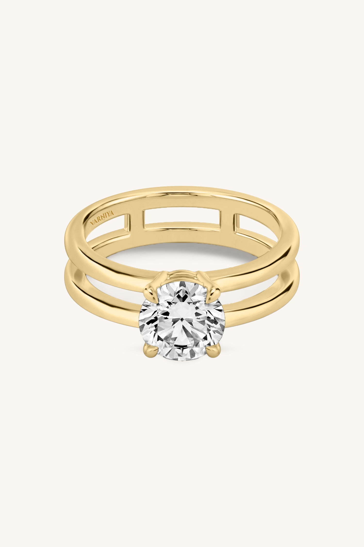 Bicephal Round Solitaire Ring