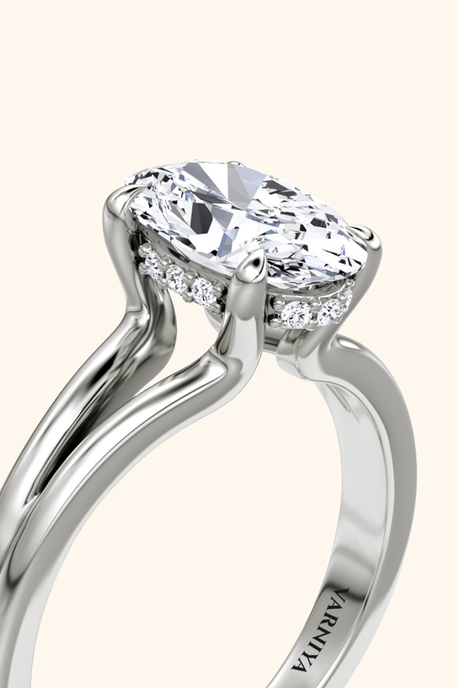 Dulce Halo Oval Solitaire Ring