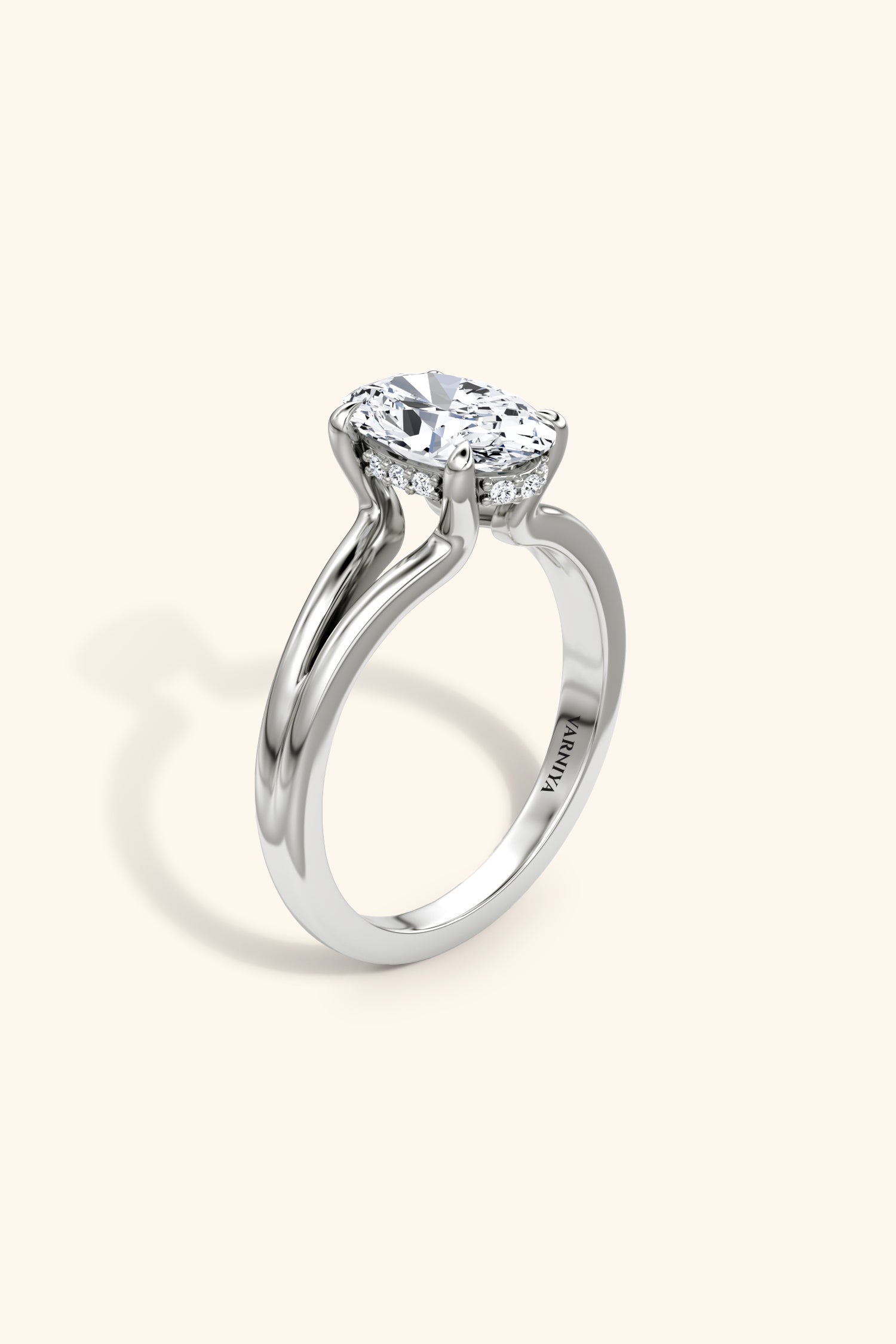 Dulce Halo Oval Solitaire Ring