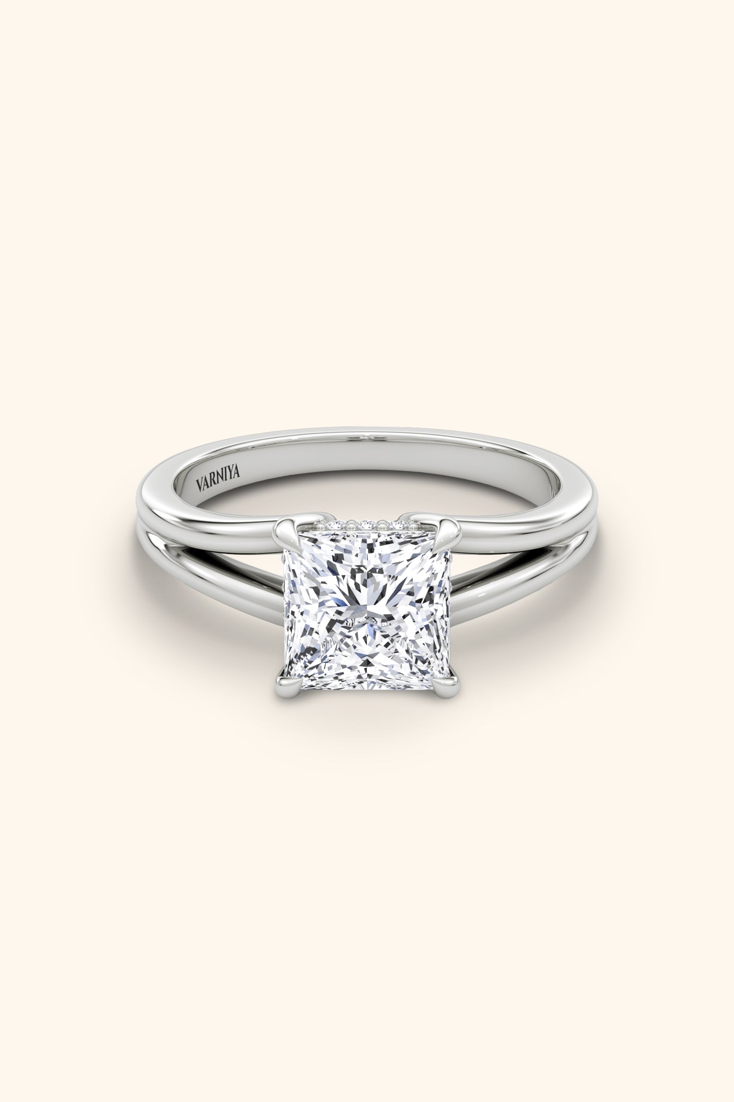 Dulce Halo Princess Solitaire Ring