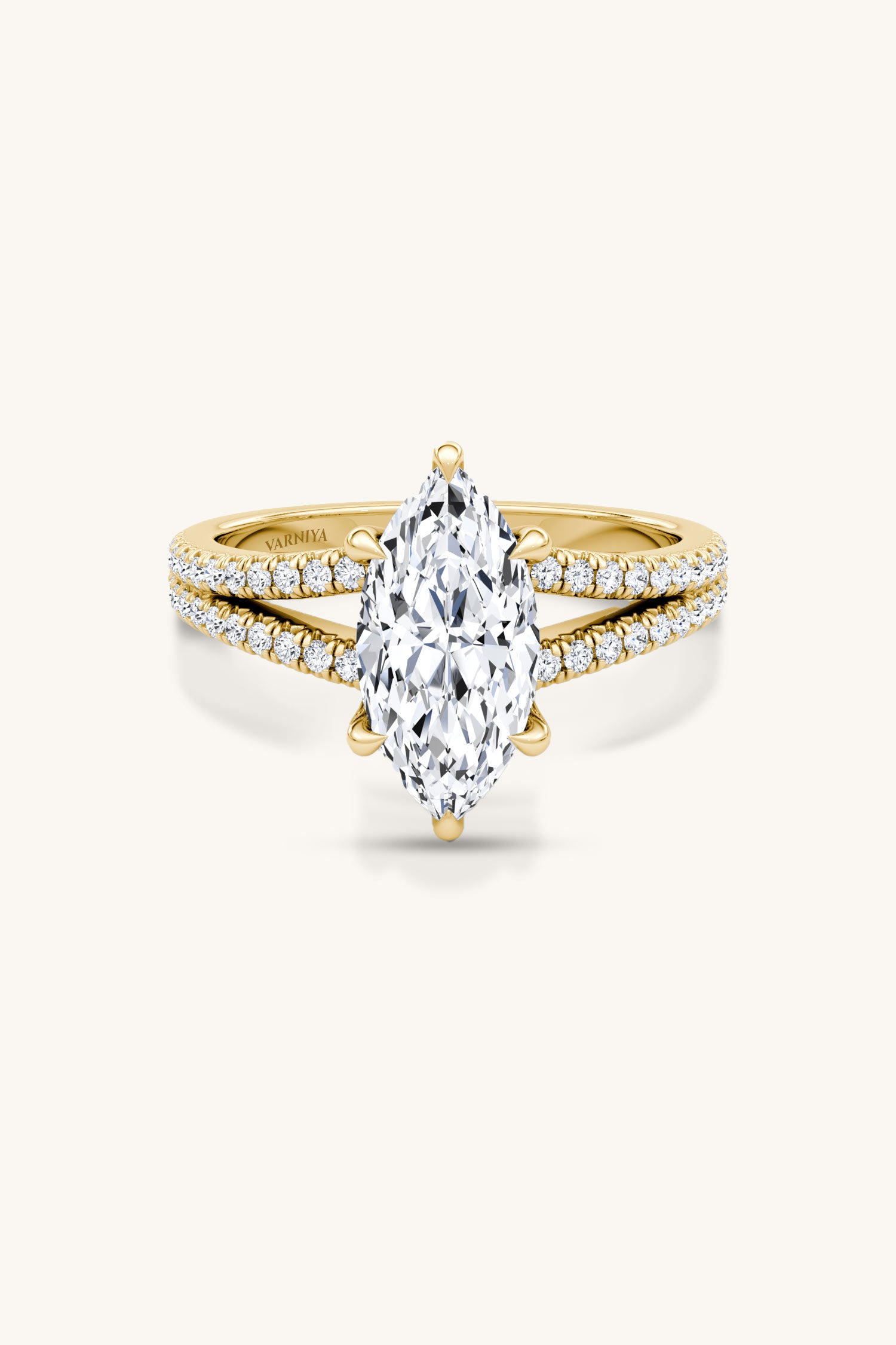 Dulce Halo Marquise Solitaire Pavé Ring