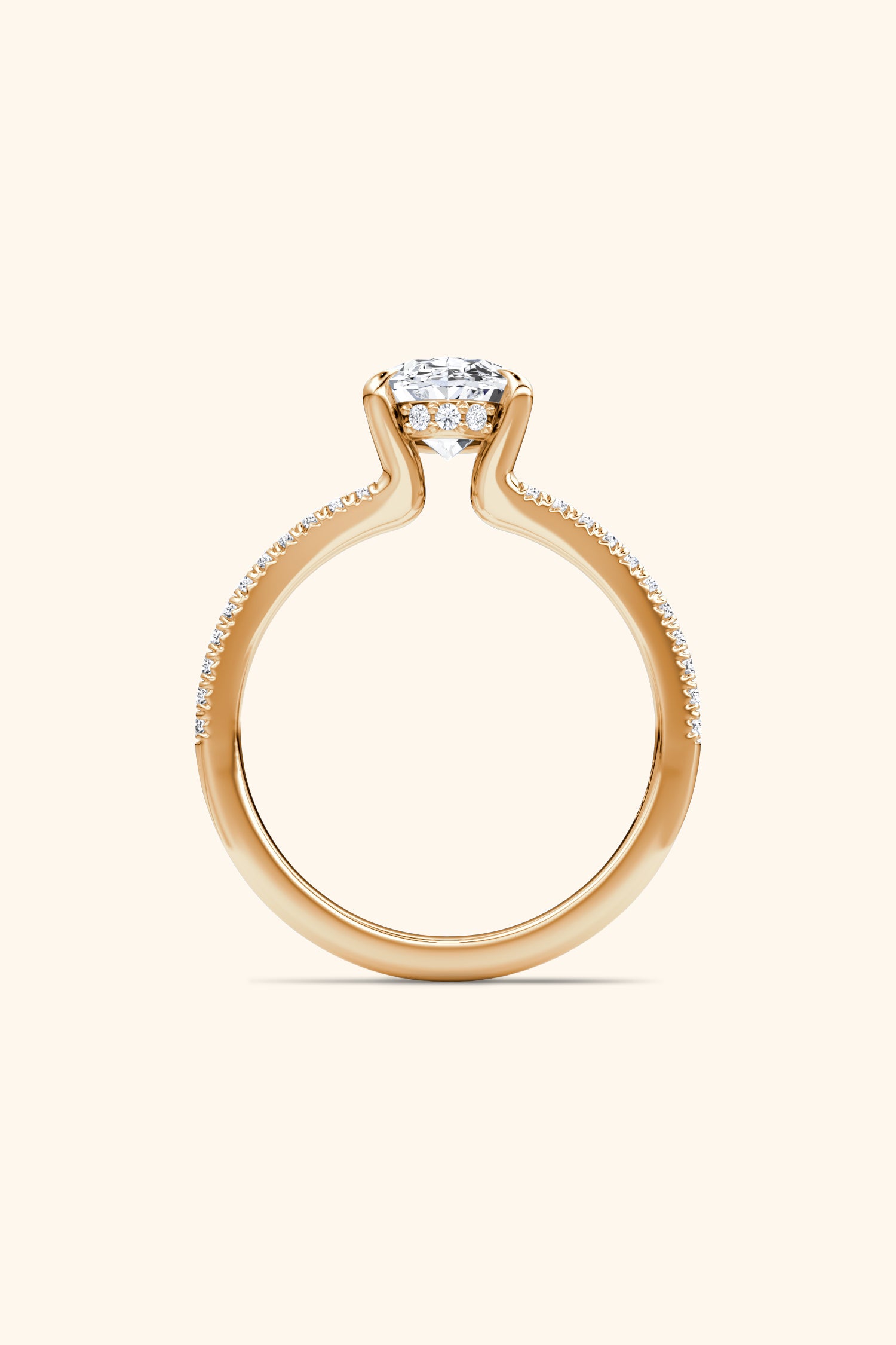 Dulce Halo Oval Solitaire Pavé Ring