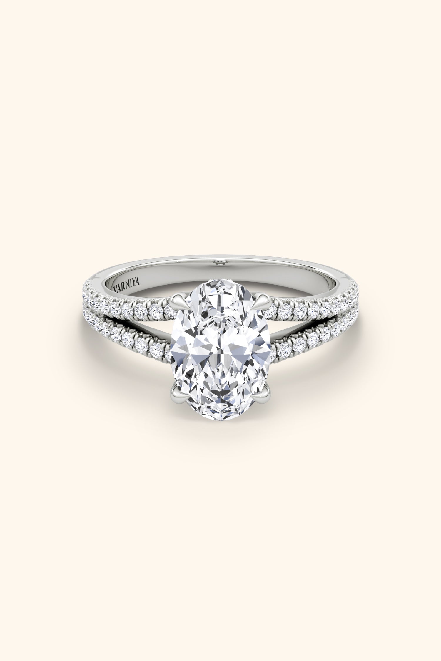Dulce Halo Oval Solitaire Pavé Ring