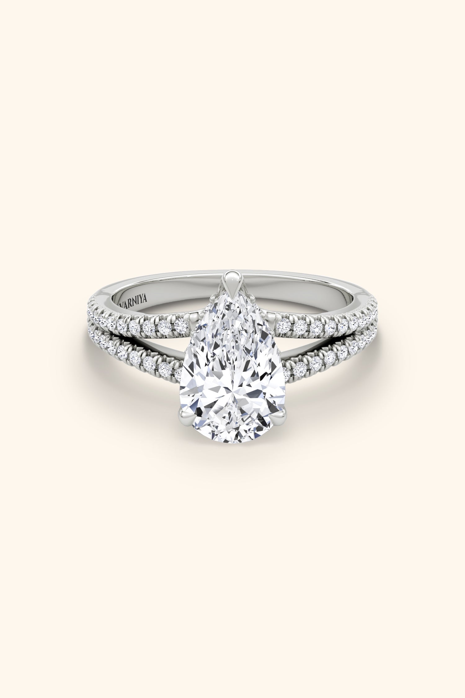 Dulce Halo Pear Solitaire Pavé Ring