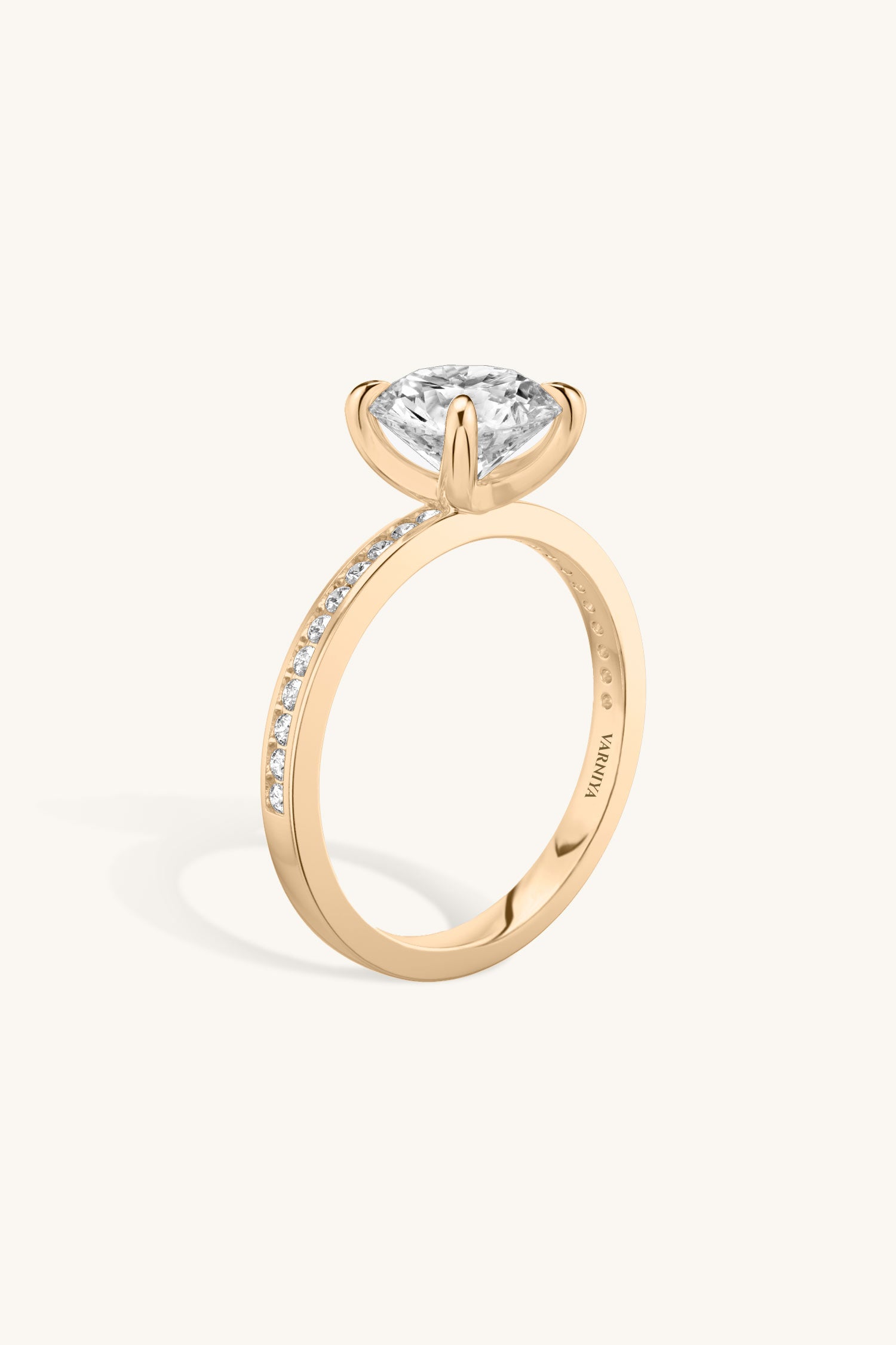 Sequinne Round Solitaire Pavé Band