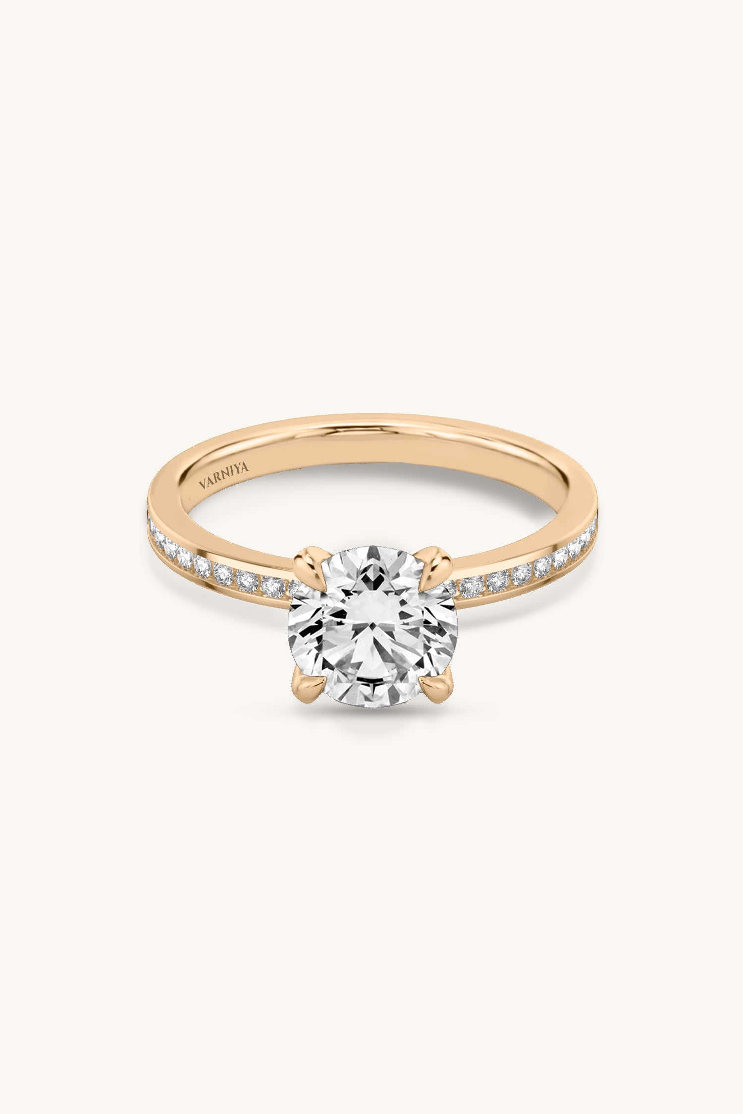 Sequinne Round Solitaire Pavé Band