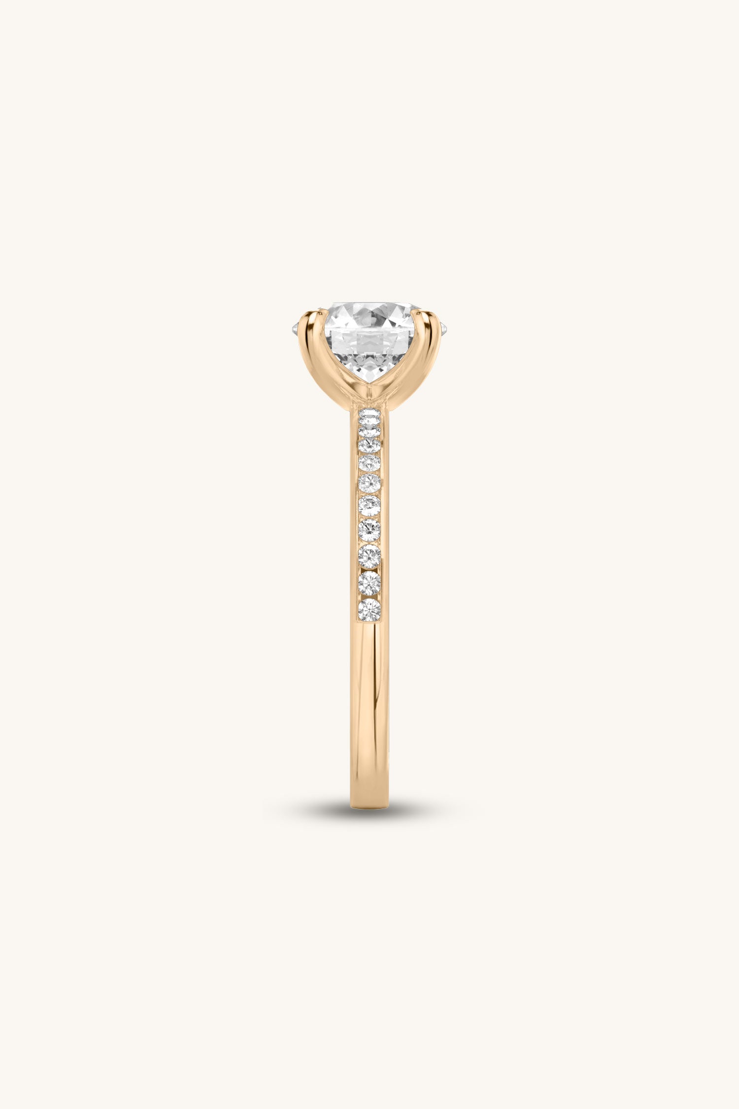 Sequinne Round Solitaire Pavé Band