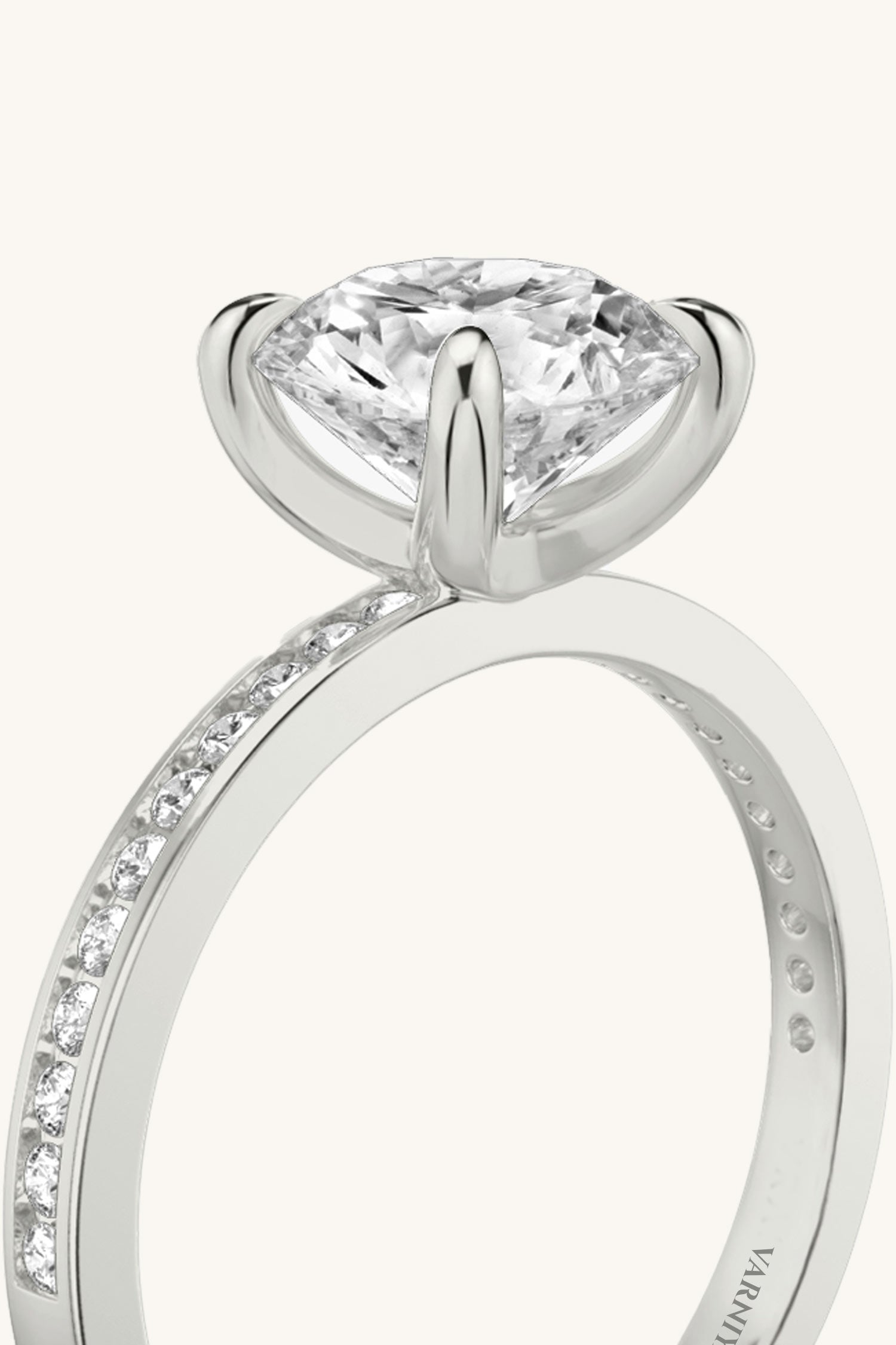 Sequinne Round Solitaire Pavé Band