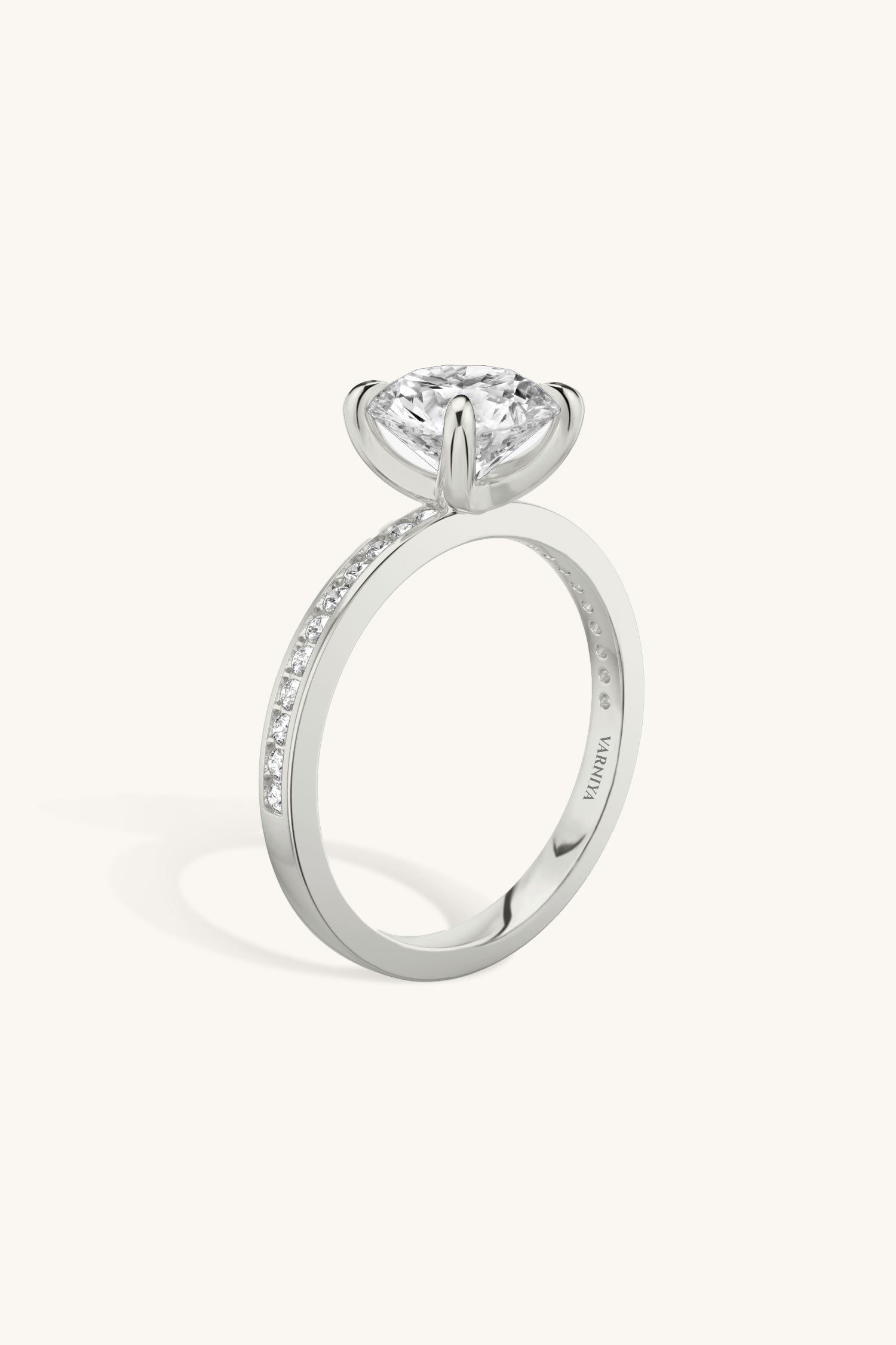 Sequinne Round Solitaire Pavé Band