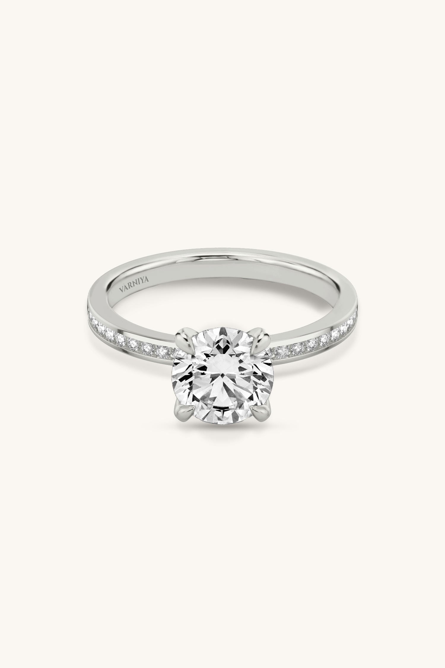 Sequinne Round Solitaire Pavé Band