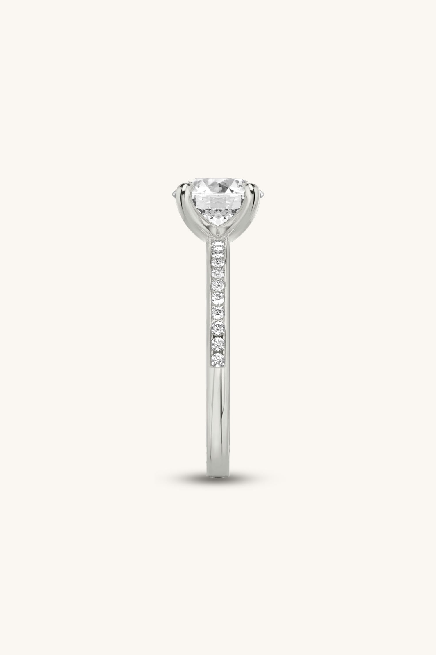 Sequinne Round Solitaire Pavé Band