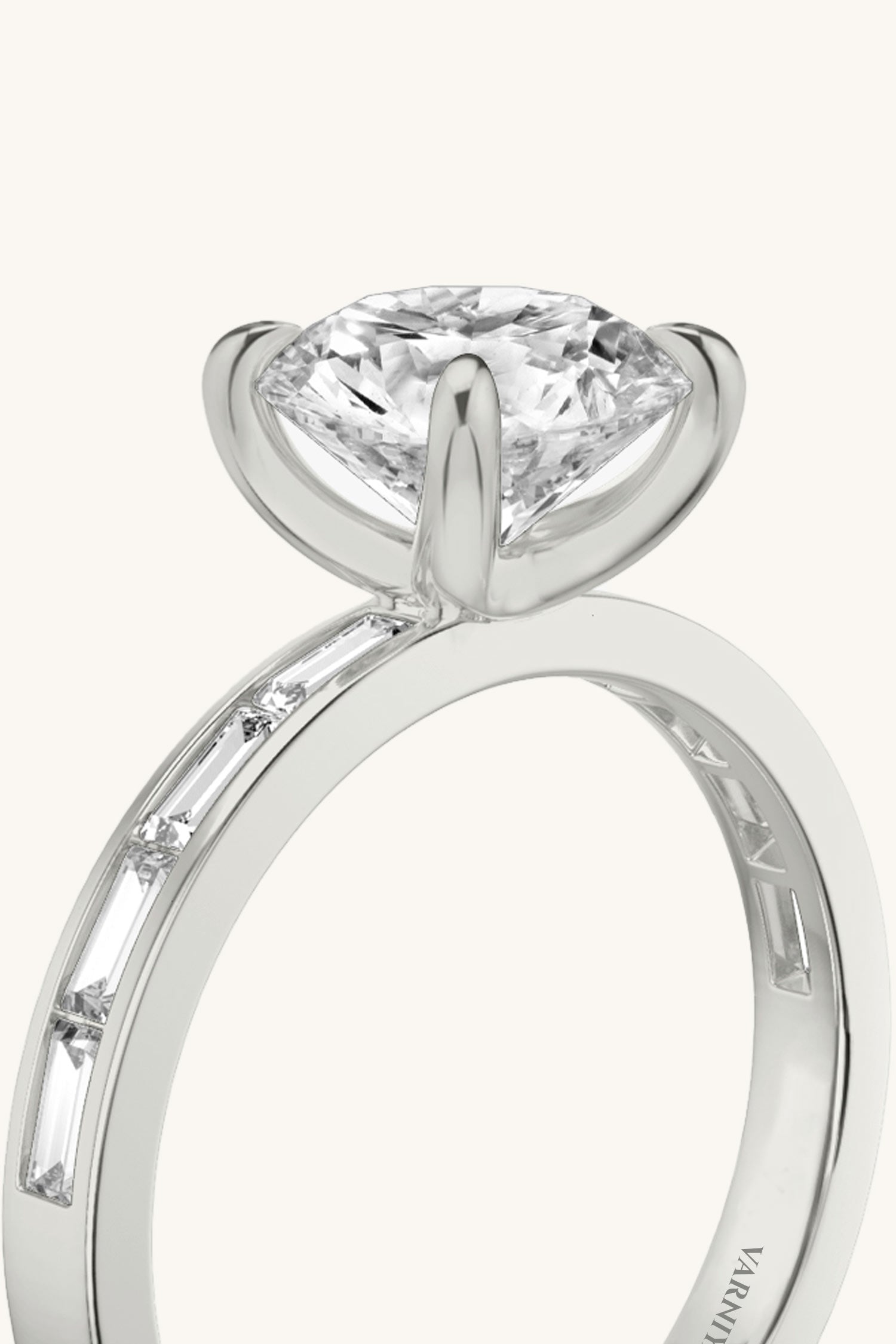 Sequinne Round Solitaire Channel Pavé Band