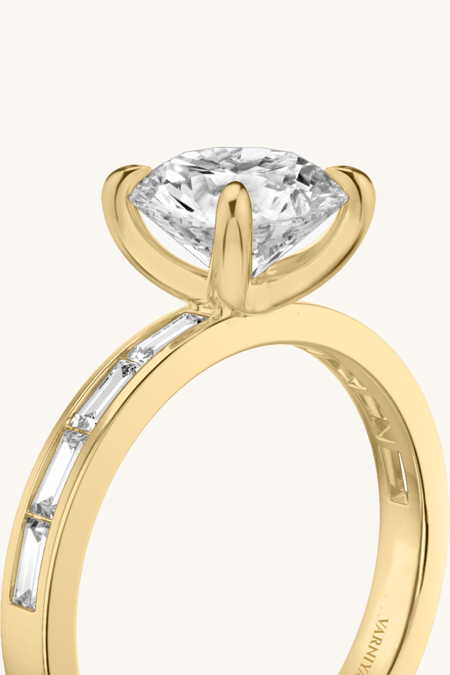 Sequinne Round Solitaire Channel Pavé Band