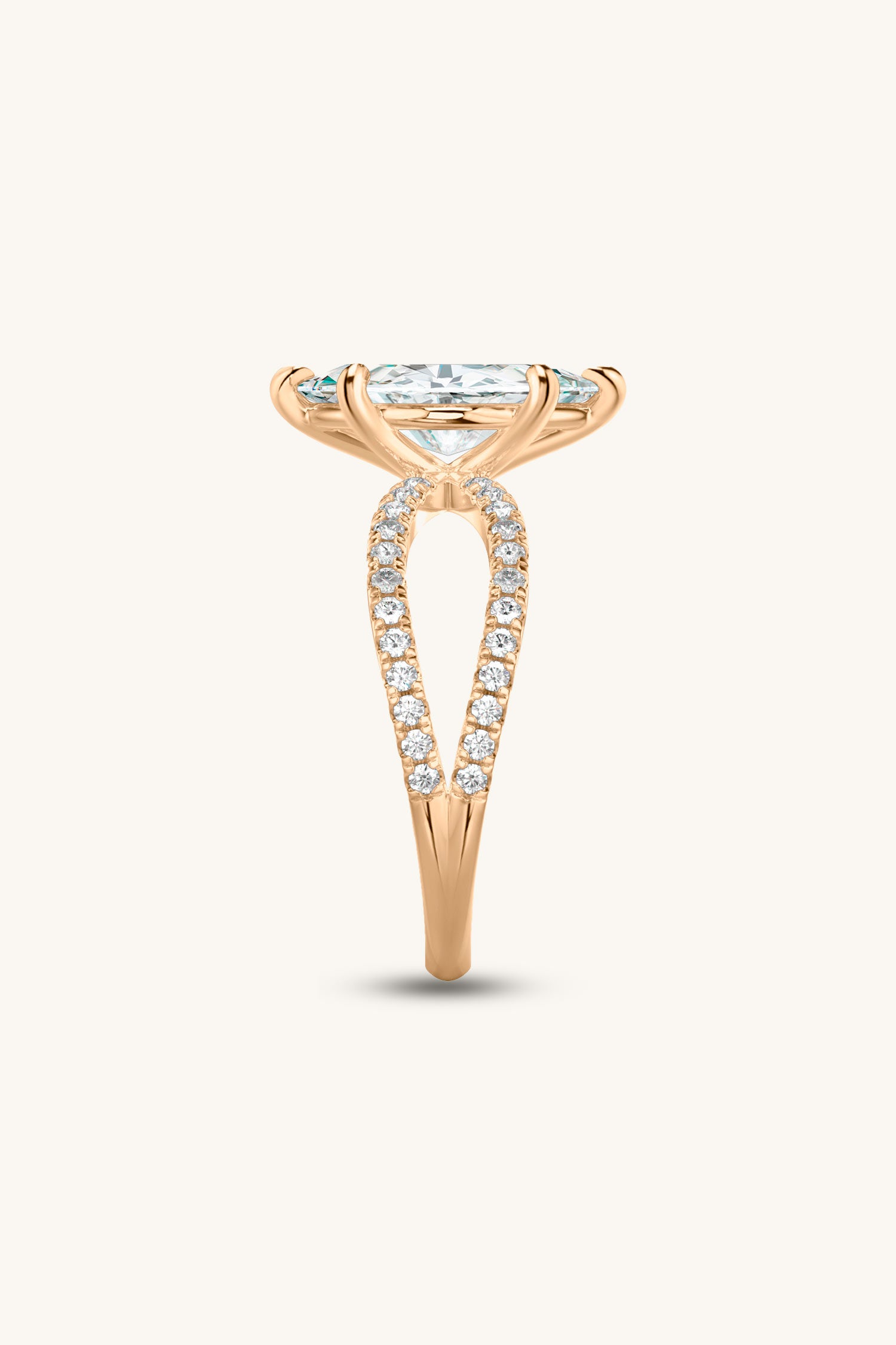 Luisa Marquise Solitaire Double Pavé Ring