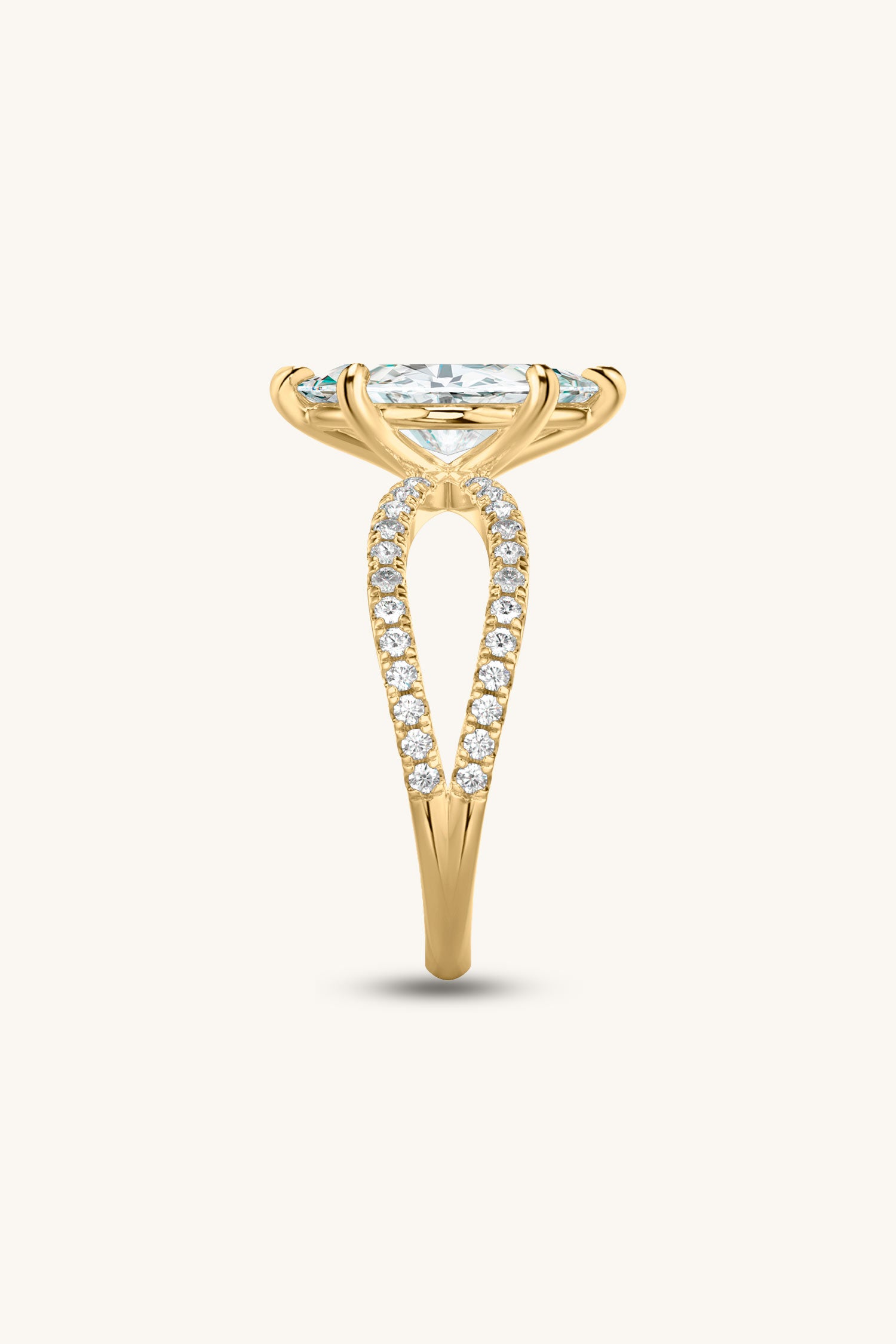 Luisa Marquise Solitaire Double Pavé Ring