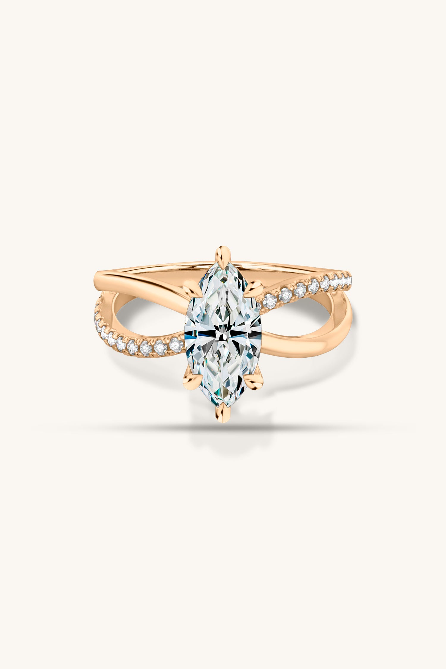 Luisa Marquise Solitaire Pavé Ring